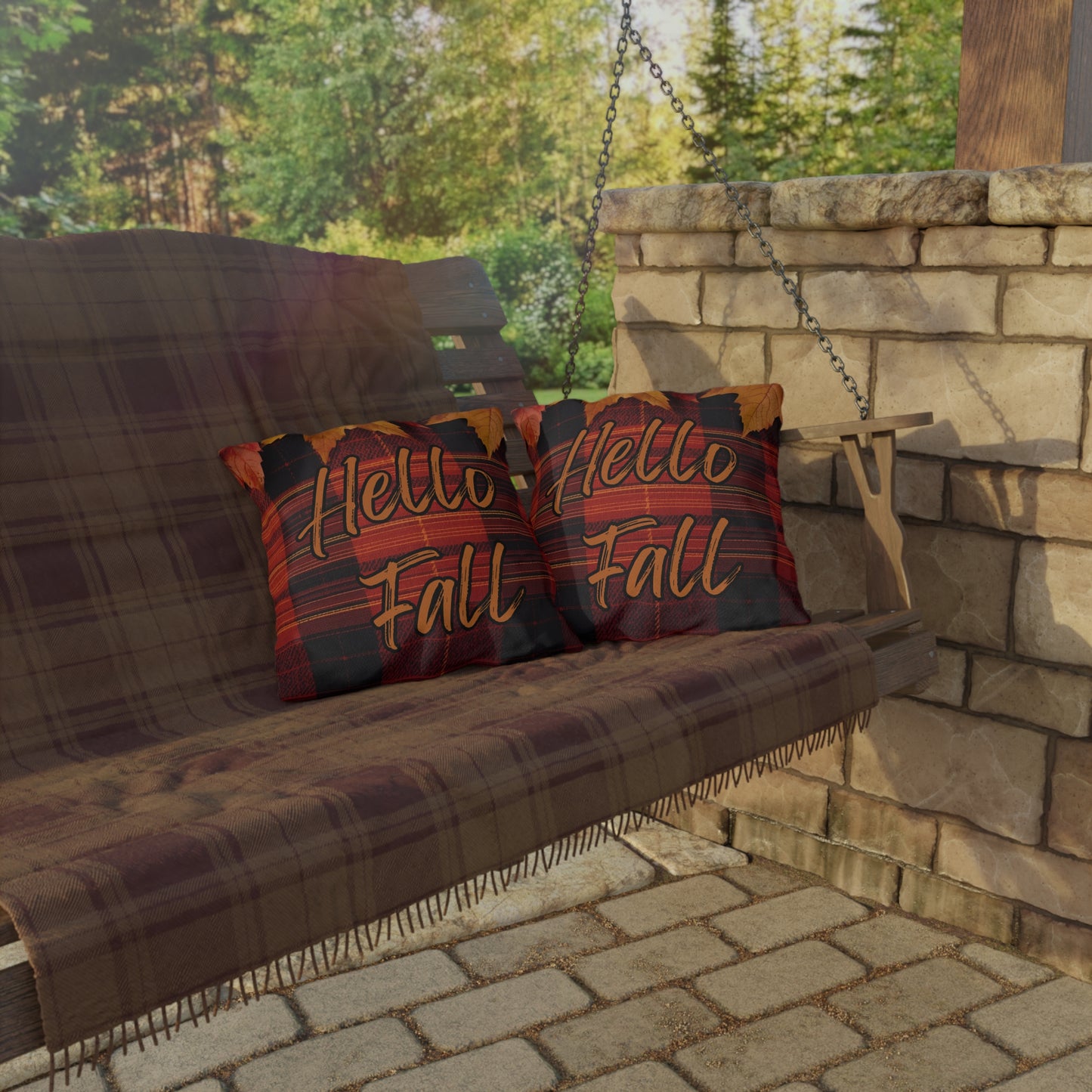 Autumn Plaid Outdoor Pillow