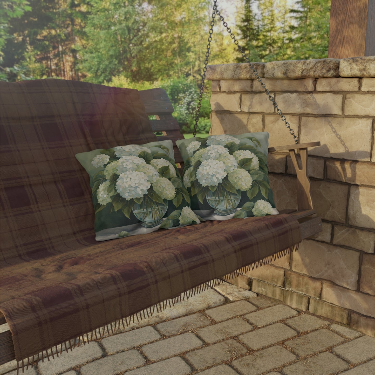Elegant Floral Square Pillow Outdoor Pillows
