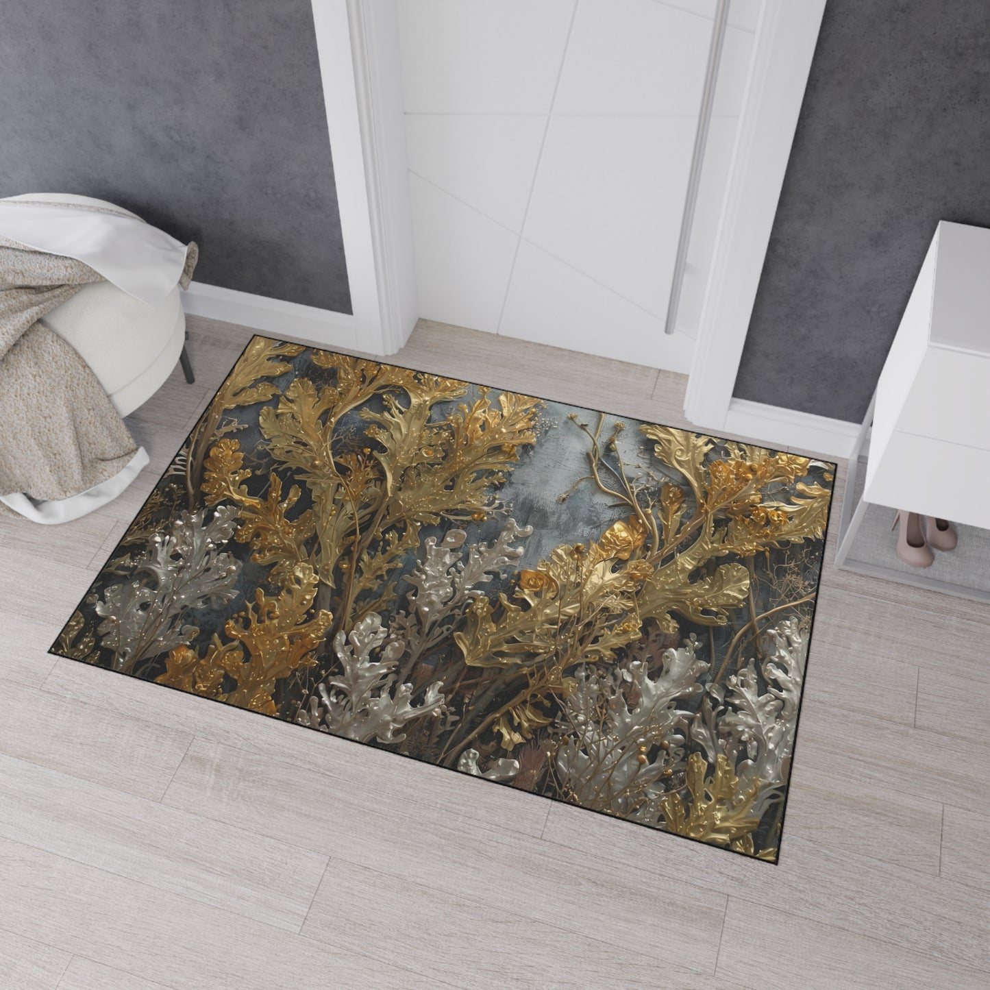 Elegant Sea Moss Rug Floral Heavy Duty Floor Mat