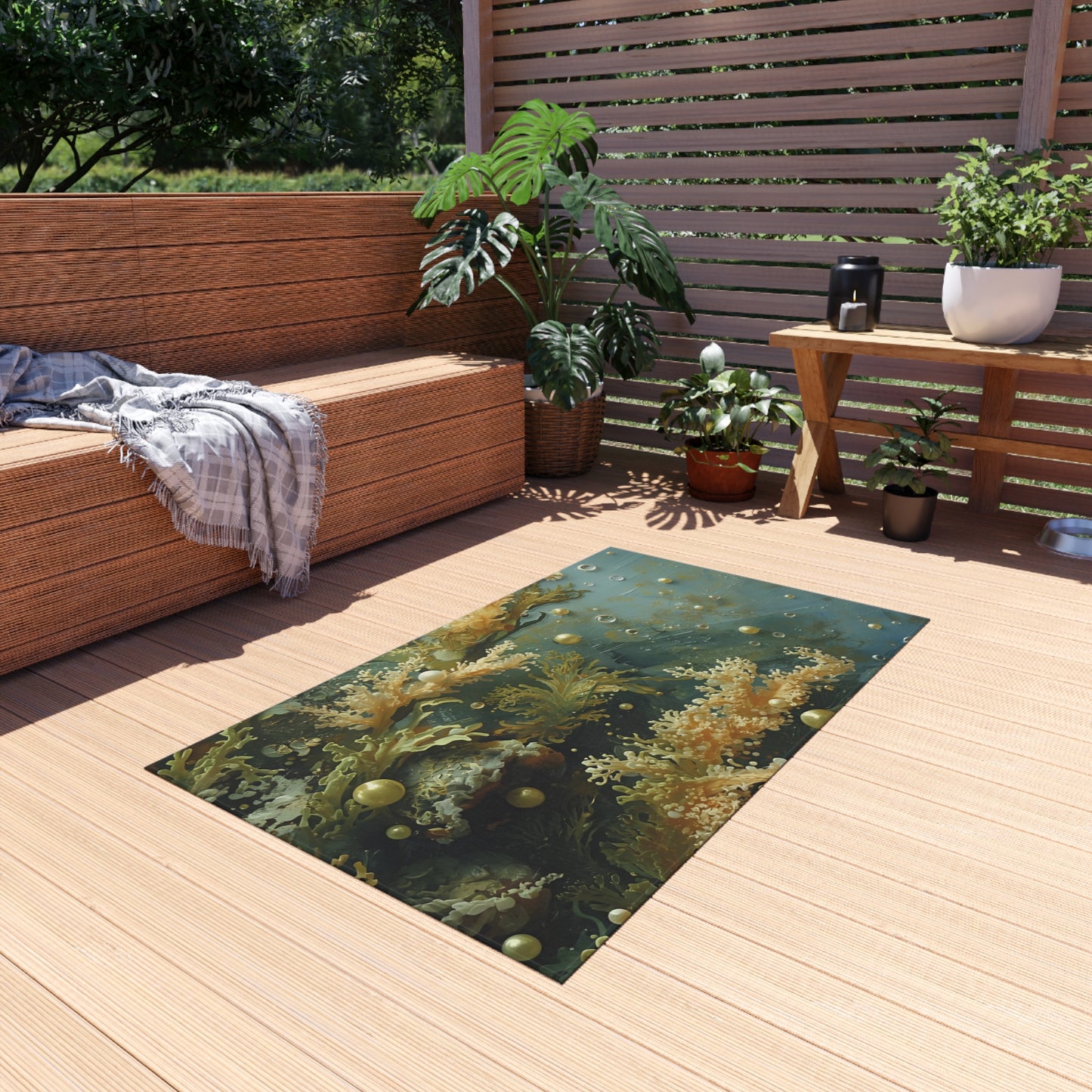Elegant Sea Moss Rug- Coastal Outdoor Rug