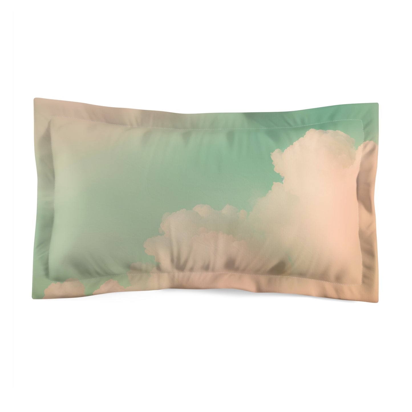 Green Dream Clouds Microfiber Pillow Sham