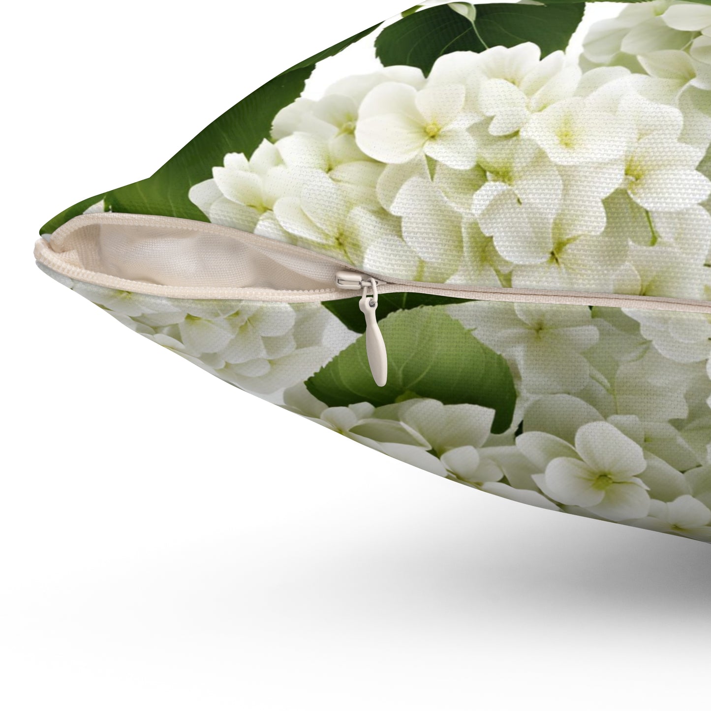 White Hydrangea Floral Throw Pillow - Elegant Home Decor Cushion for Living Room & Gifts