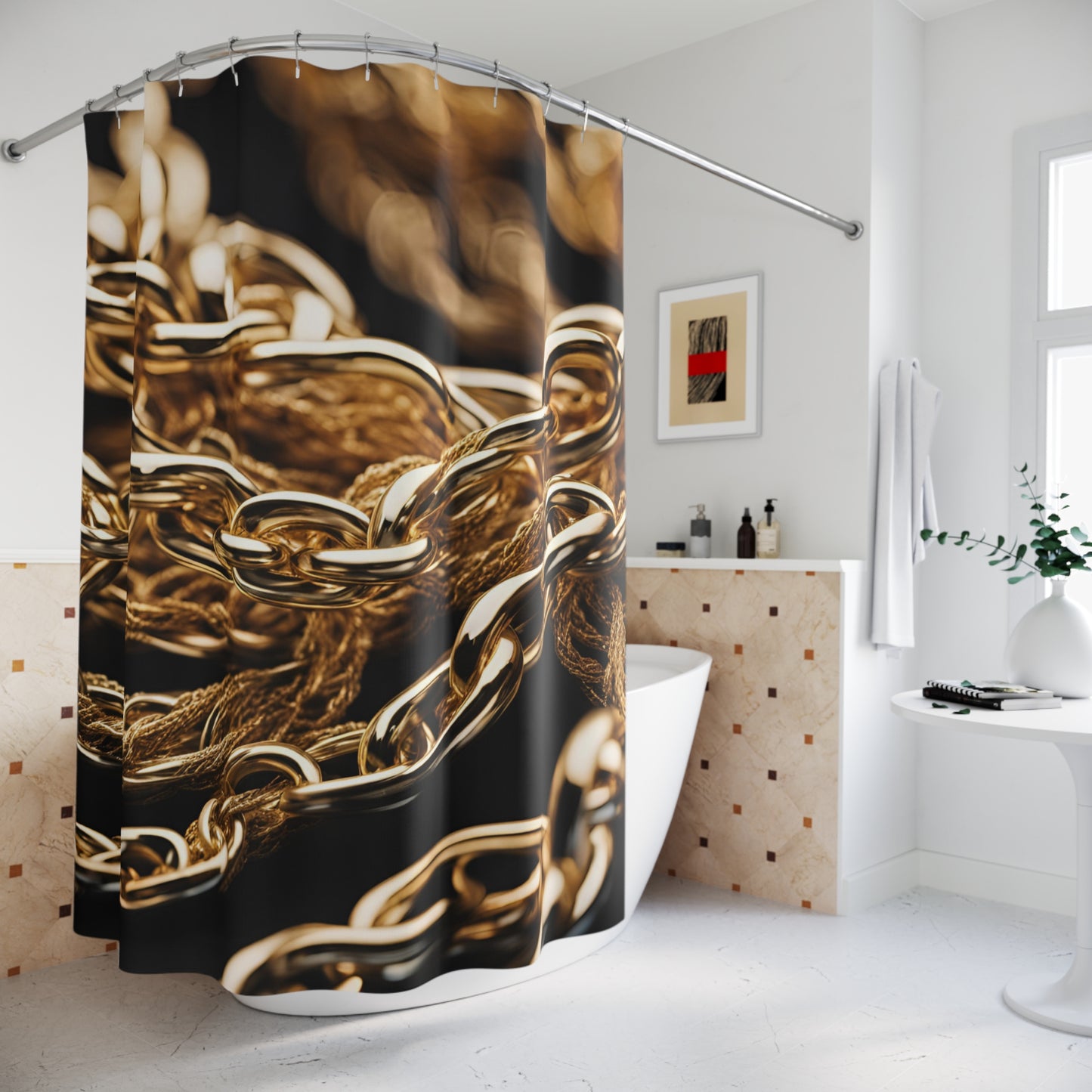 Luxurious Gold Chain Shower Curtain