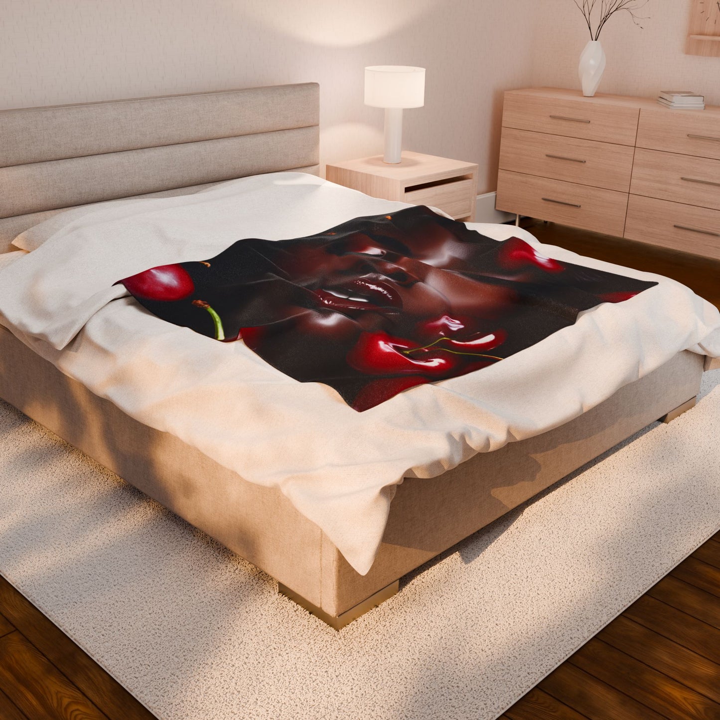 Cherry Fantasy Velveteen Plush Blanket