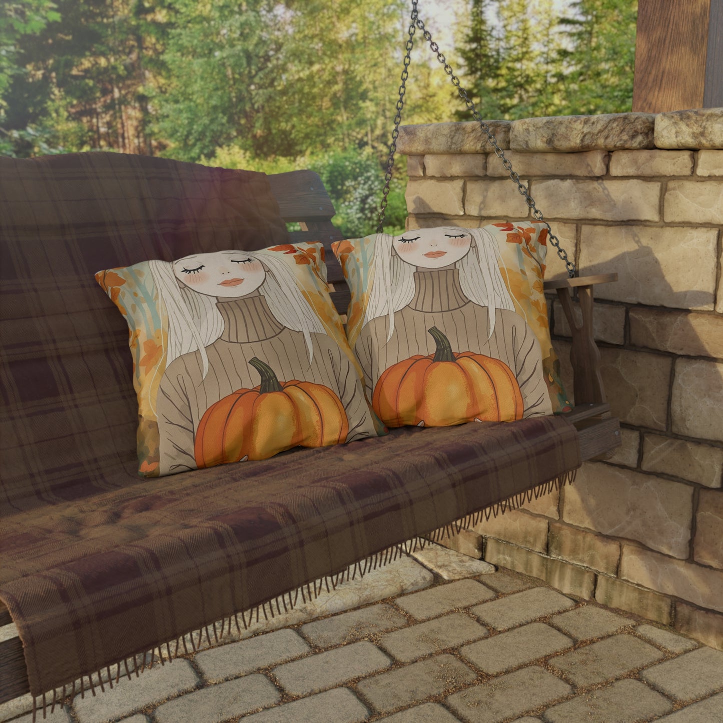 Blonde Autumn Outdoor Pillows