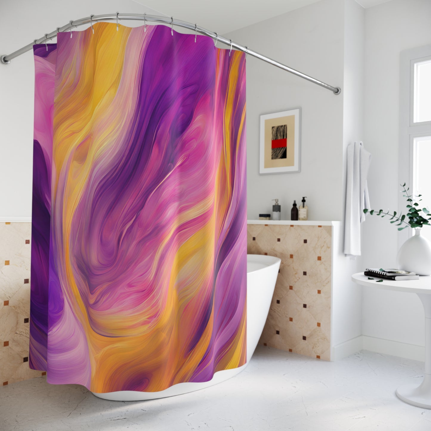 Purple Yellow Vibrate Shower Curtain