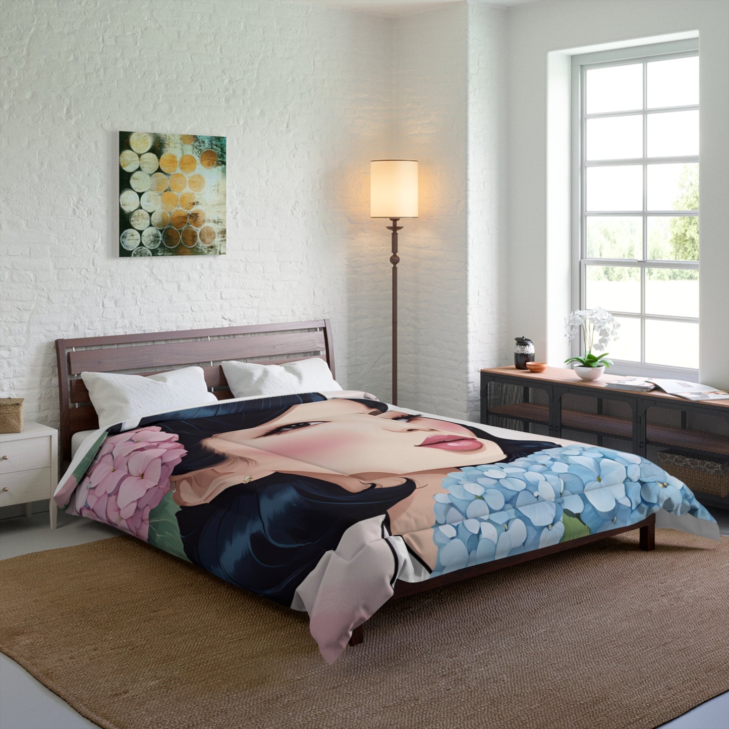 Elegant Portrait Floral Comforter
