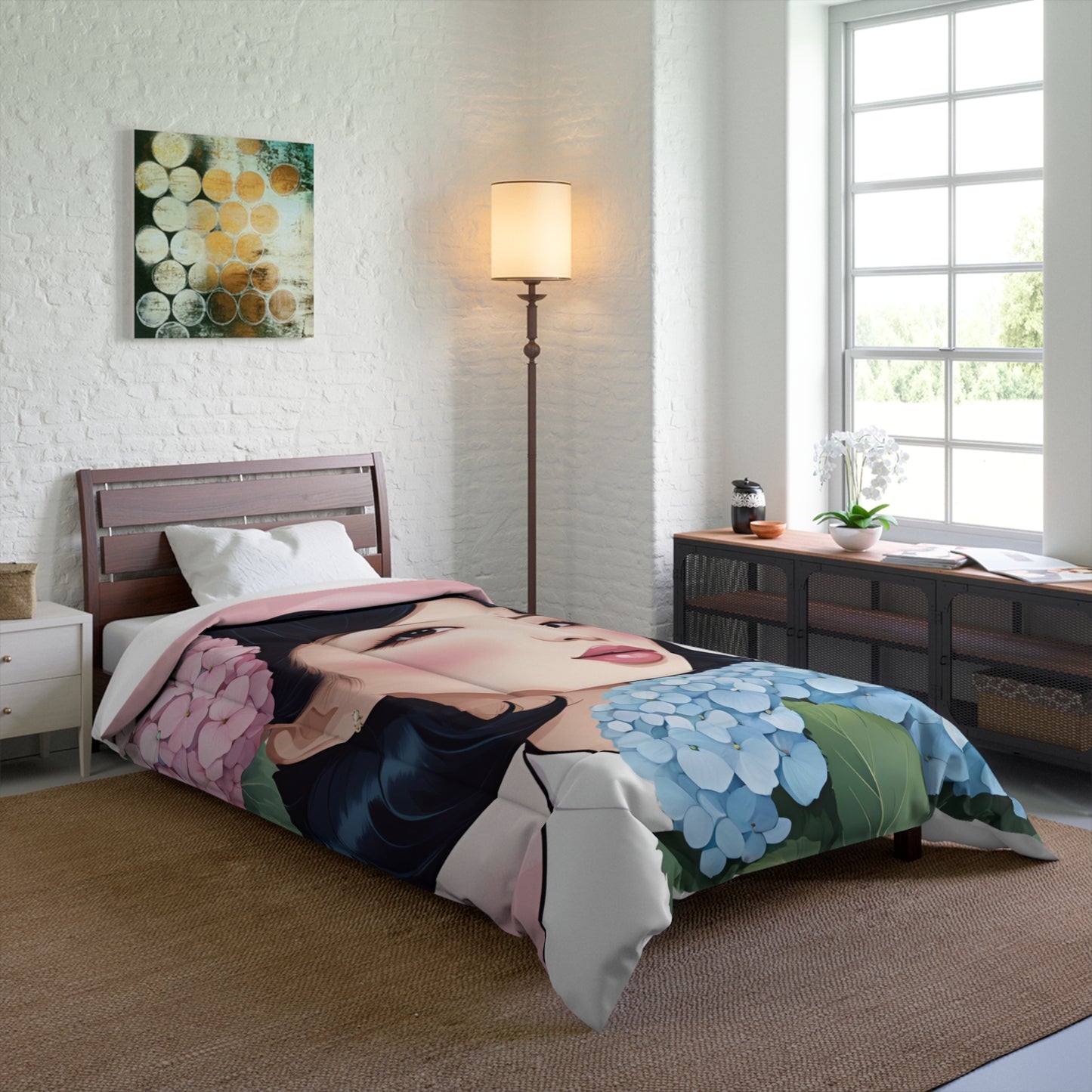 Elegant Portrait Floral Comforter