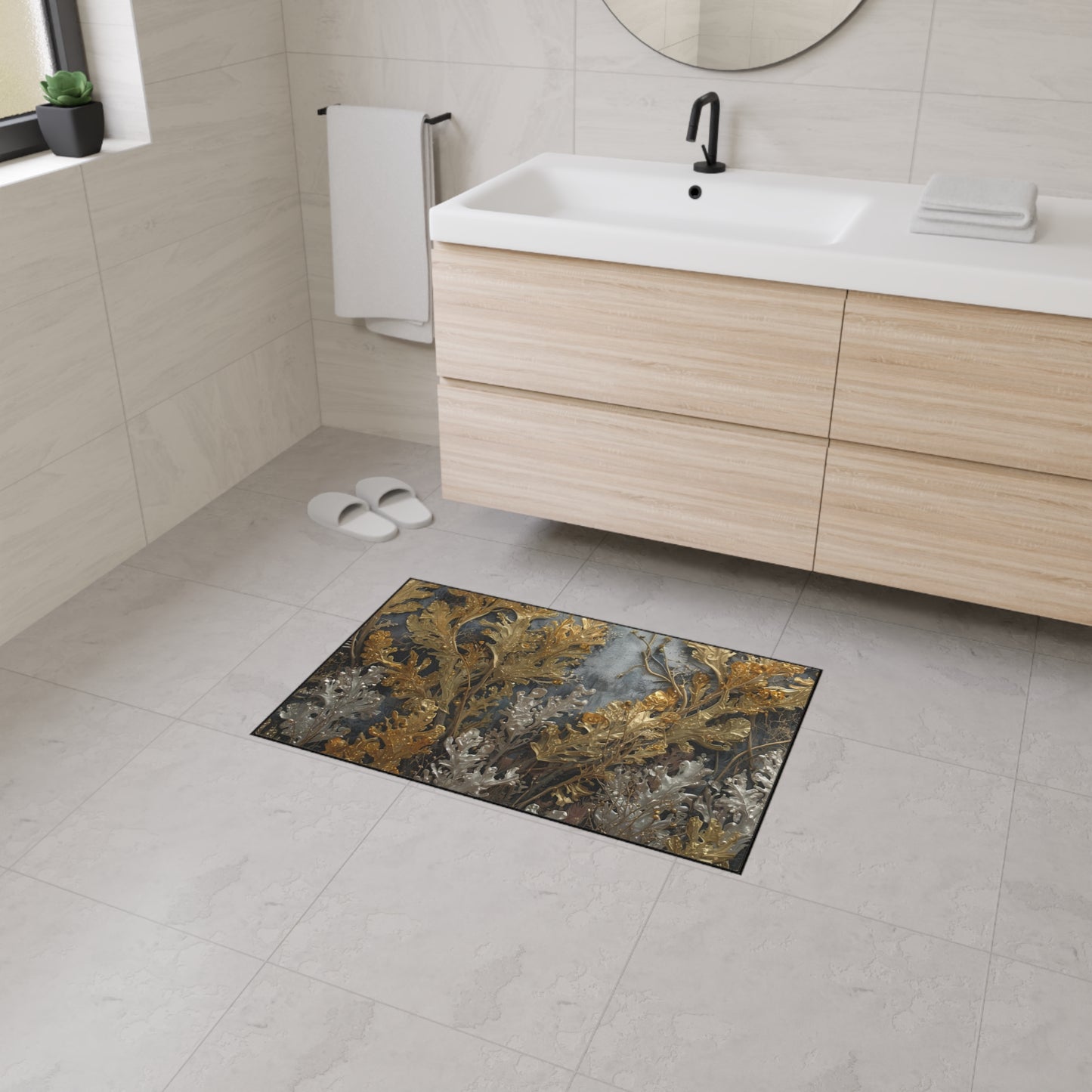 Elegant Sea Moss Rug Floral Heavy Duty Floor Mat