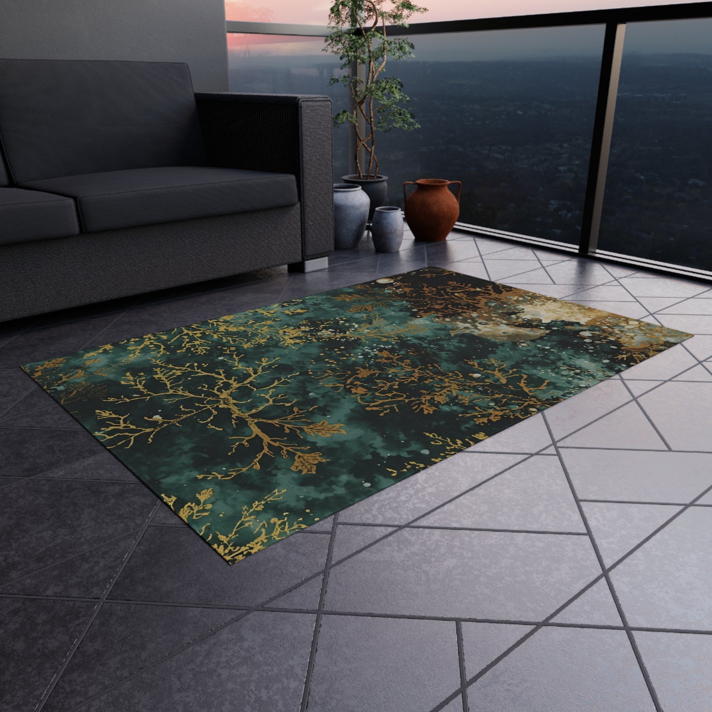 Elegant Sea Moss Bohemian Indoor/Outdoor Rug
