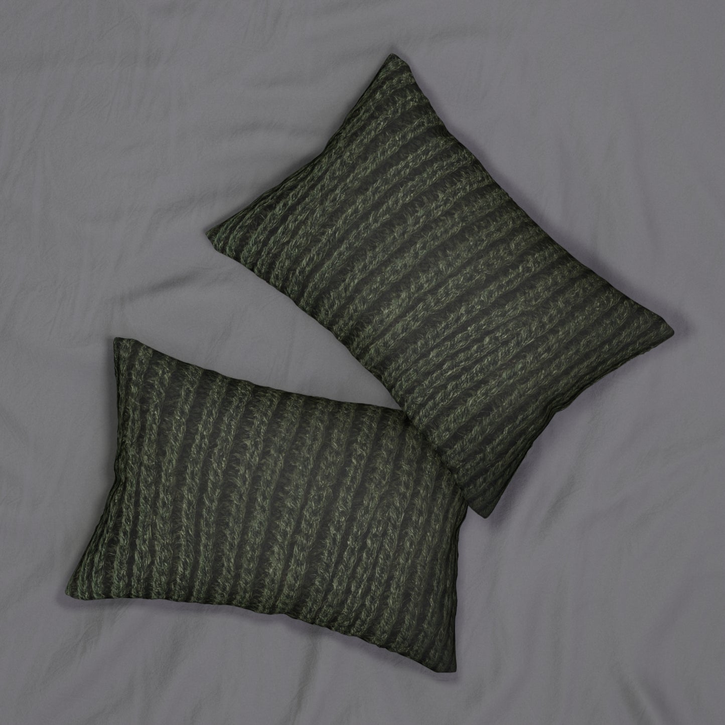 Forest Green Knit Cottage Textured Lumbar Pillow