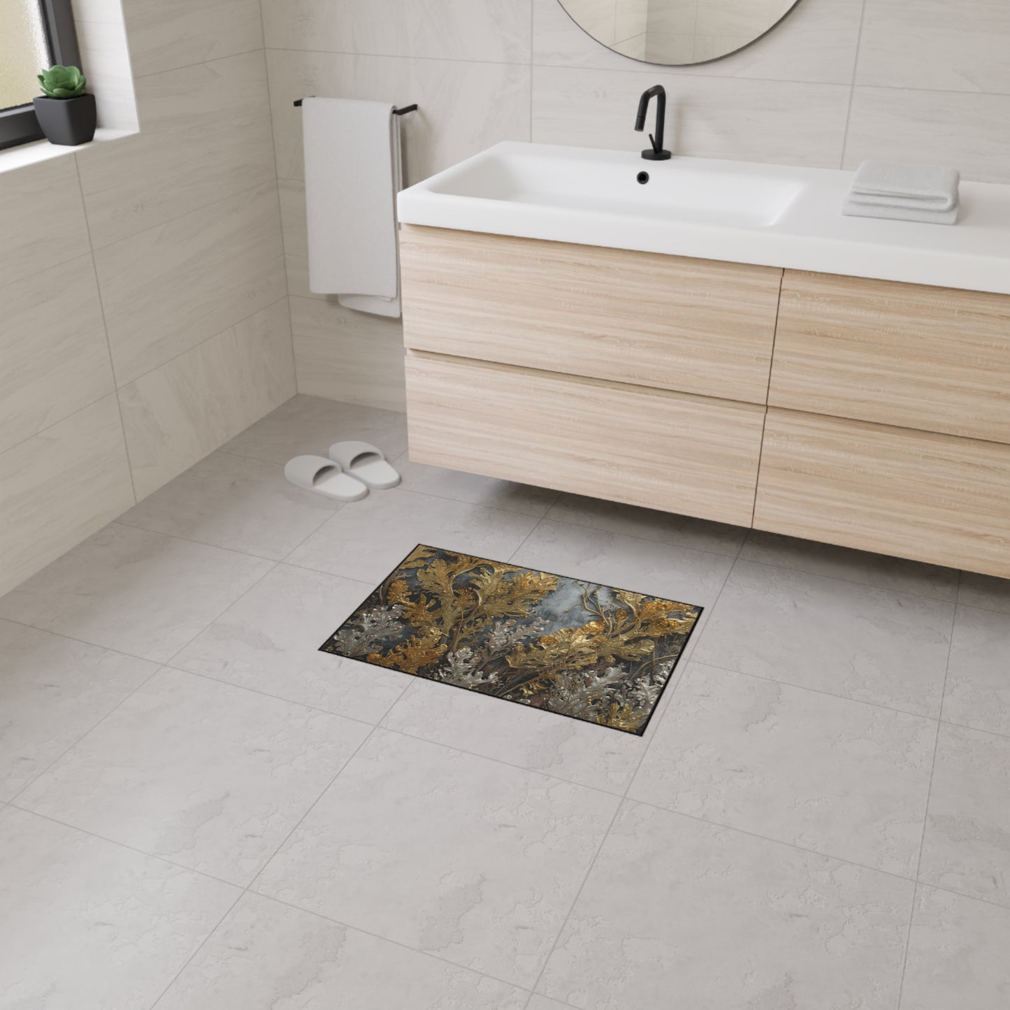 Elegant Sea Moss Rug Floral Heavy Duty Floor Mat