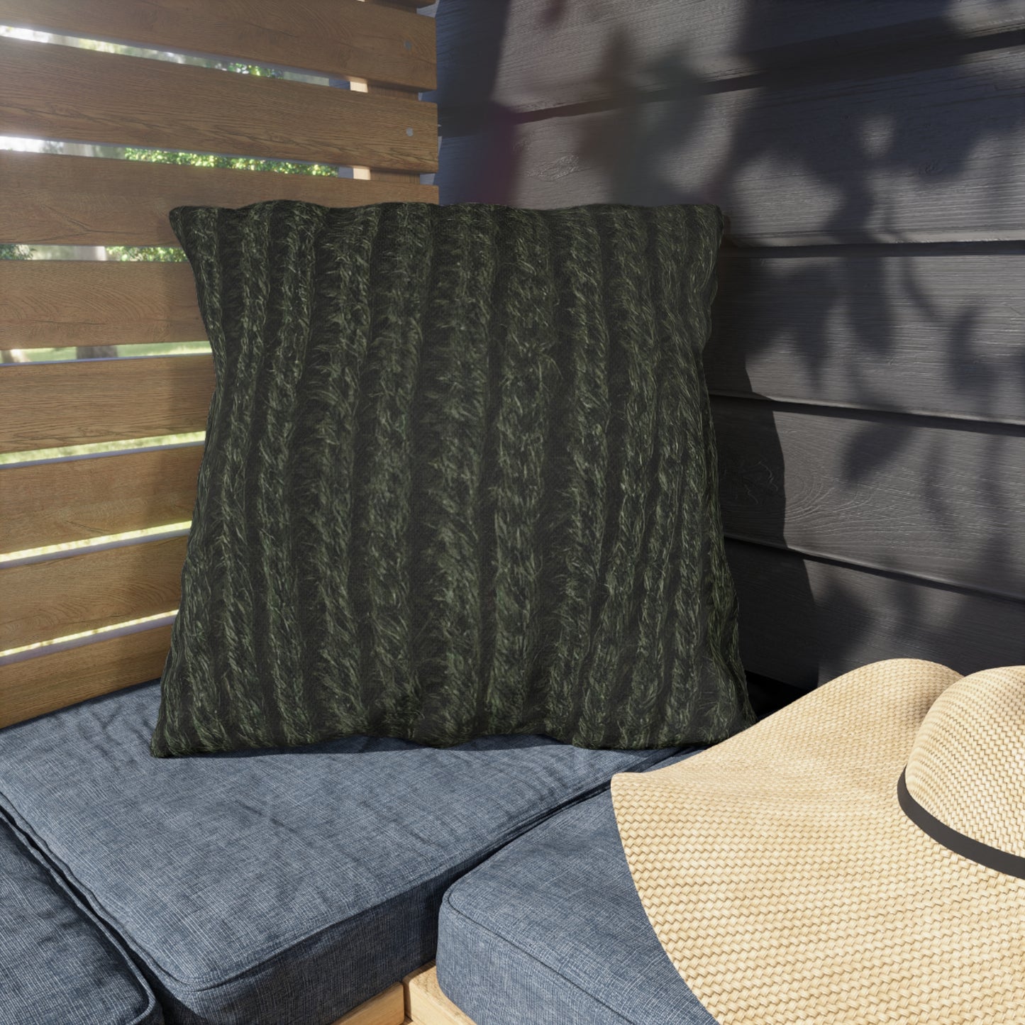 Forest Green Knit Cottage Textured Outdoor Pillow