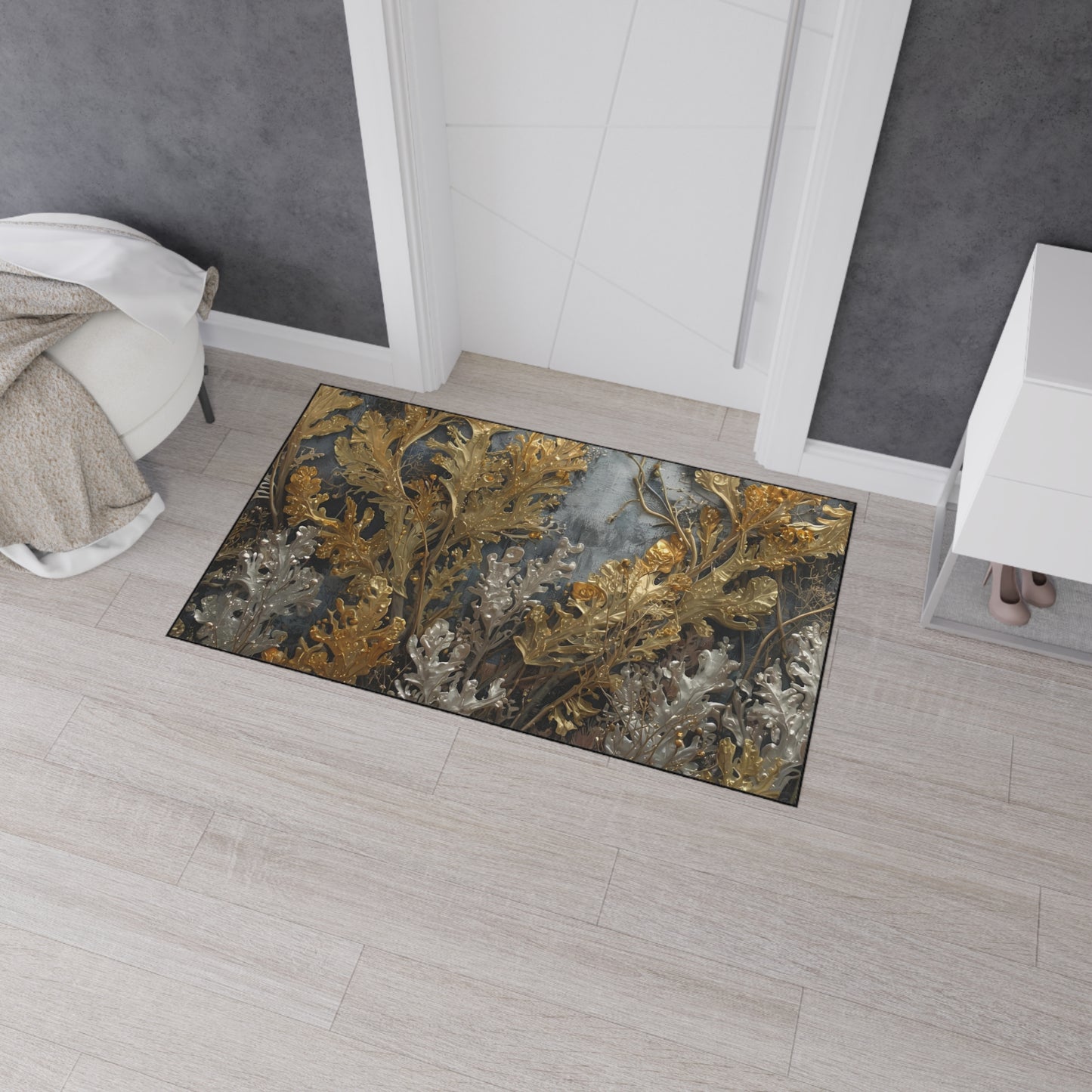 Elegant Sea Moss Rug Floral Heavy Duty Floor Mat