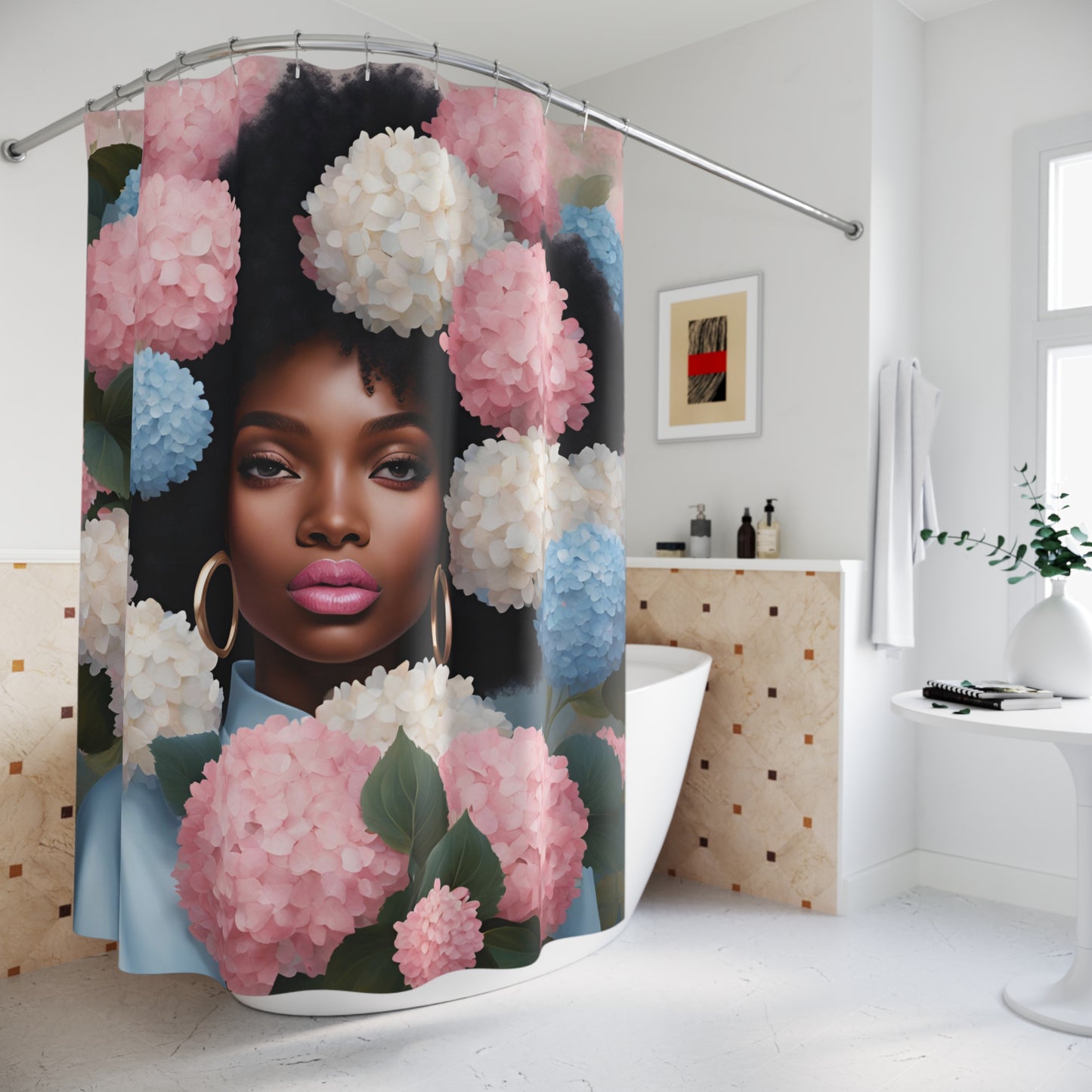 Afra Hydrangea Shower Curtain