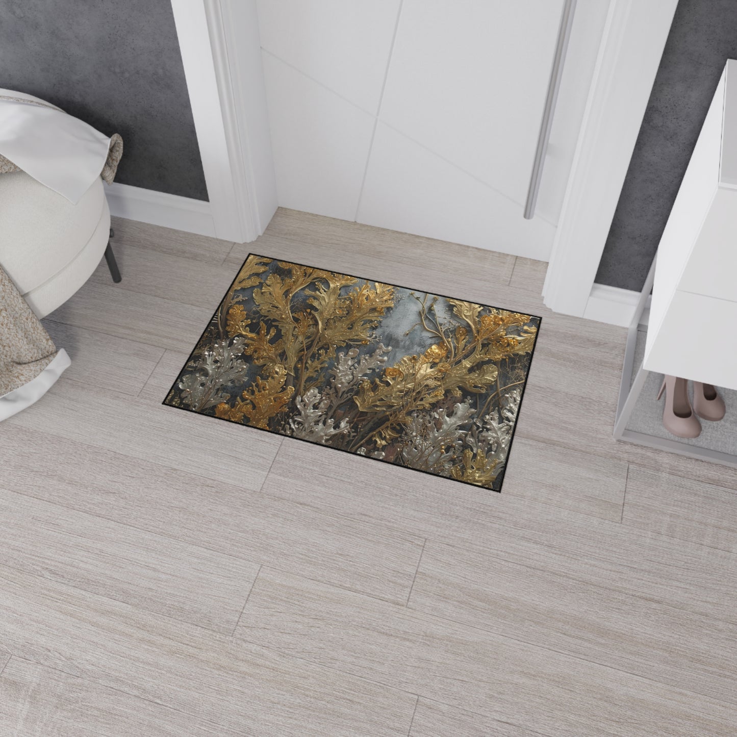 Elegant Sea Moss Rug Floral Heavy Duty Floor Mat