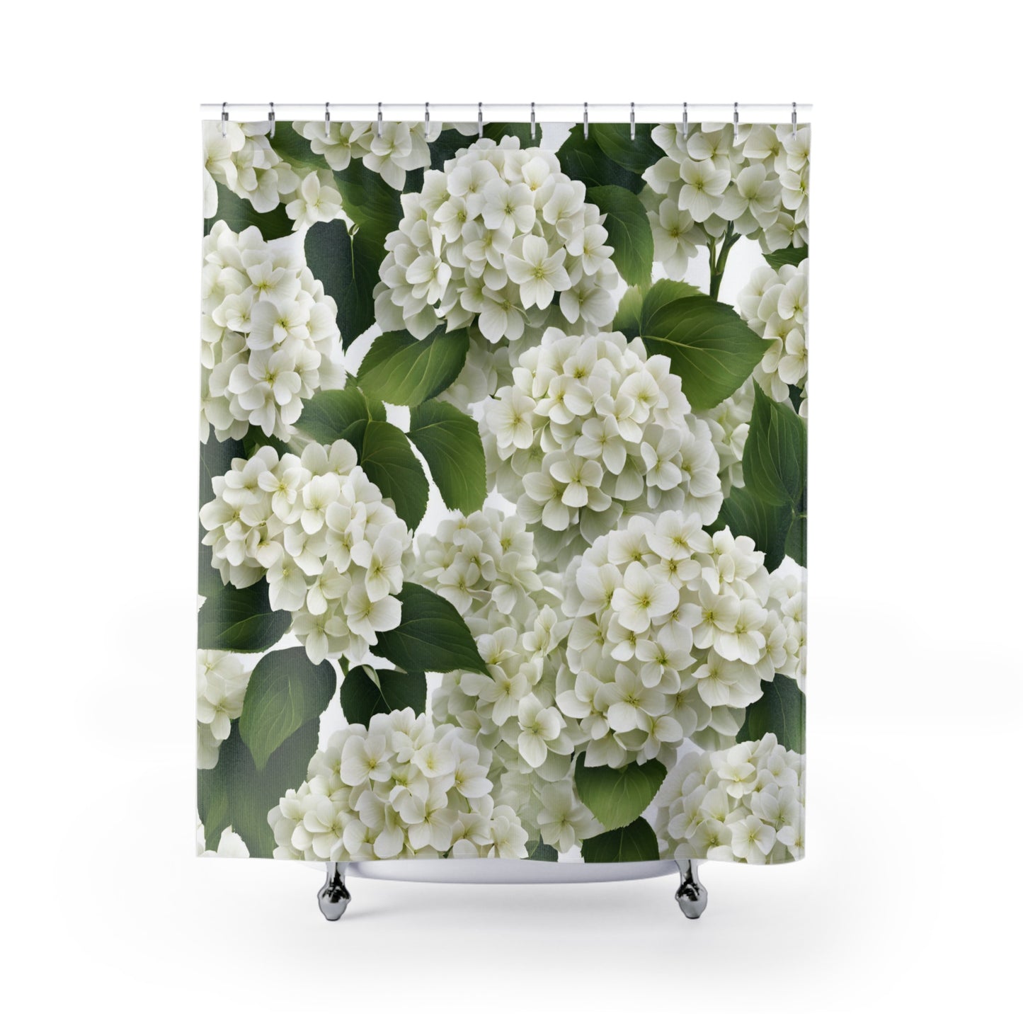 White Hydrangea Elegant Floral Shower Curtain