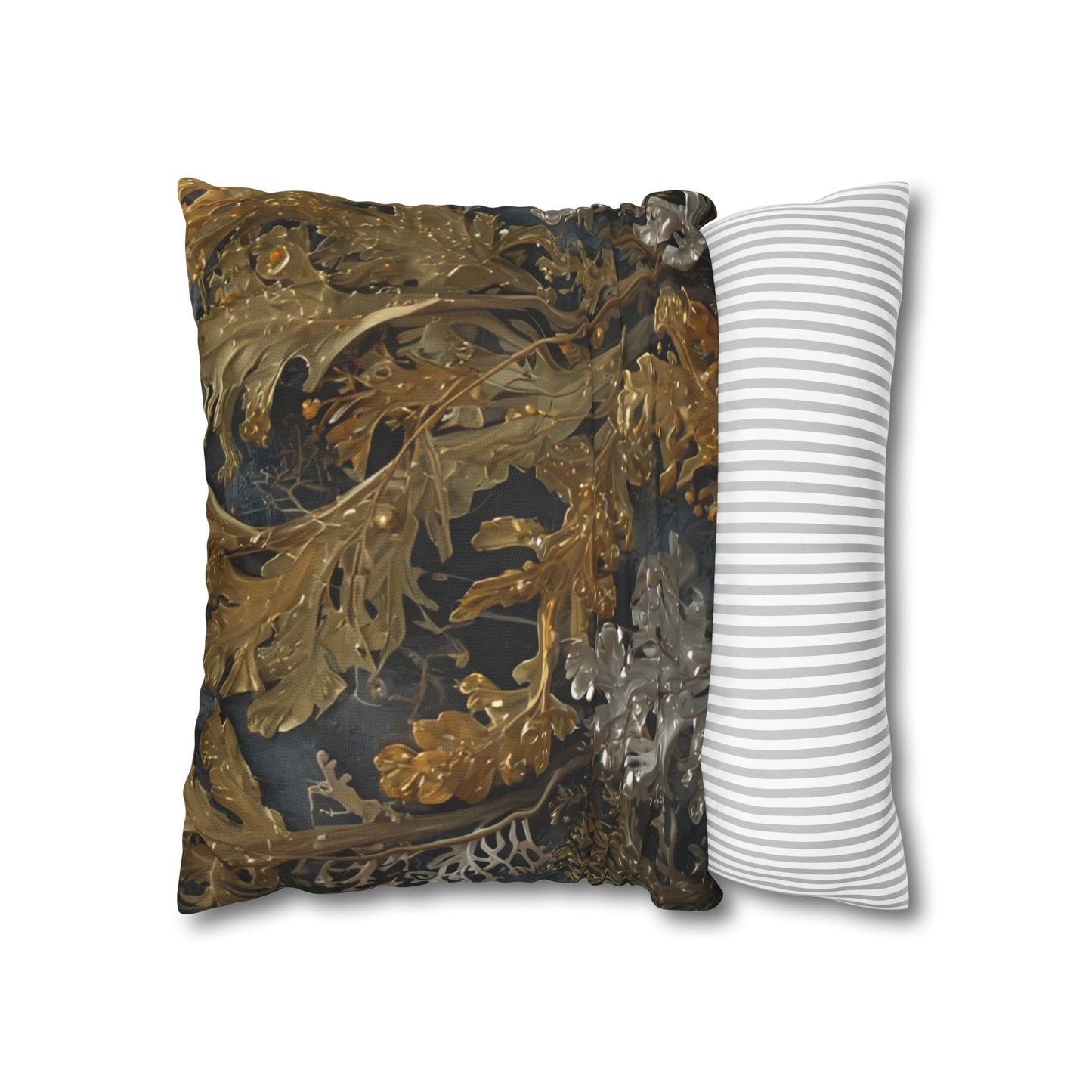 Elegant Gold and Silver Sea Moss Decorative Pillowcase