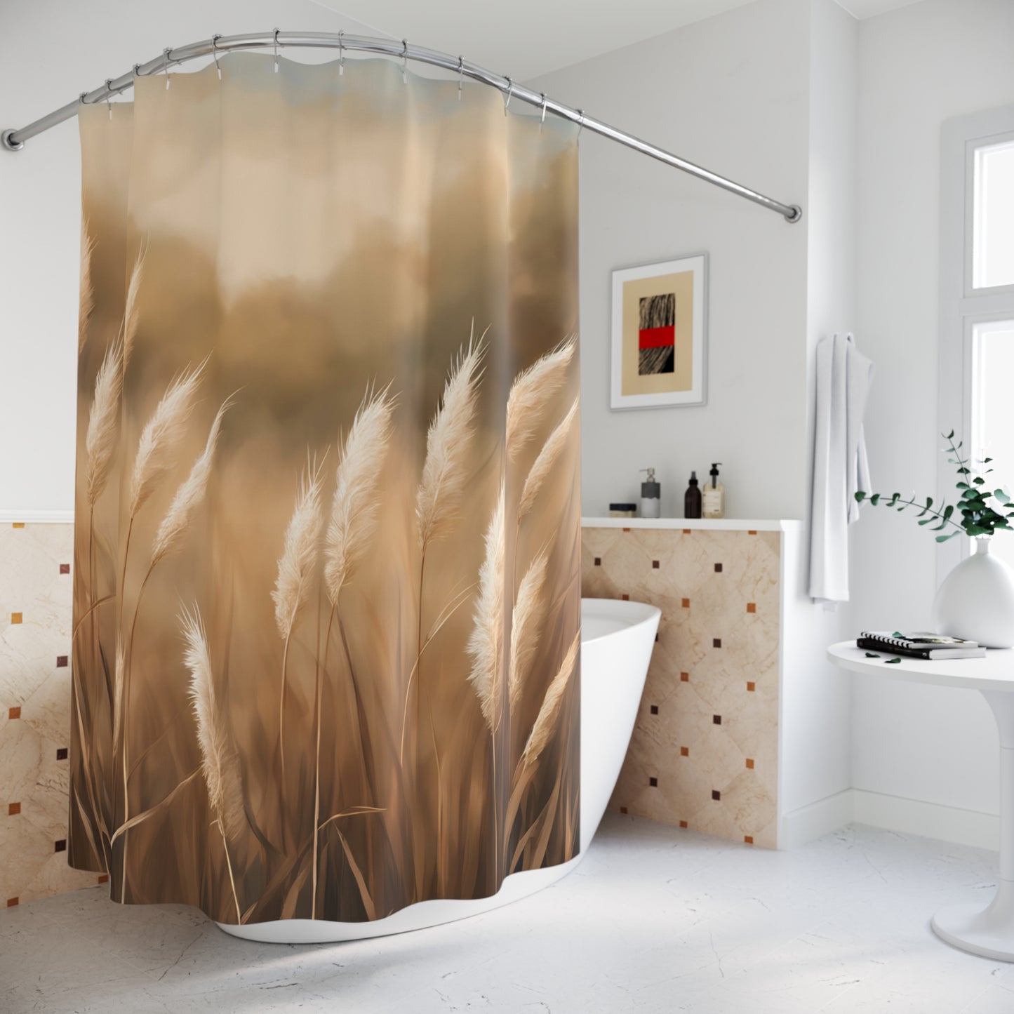 Bohemian Pampas Grass Shower Curtain