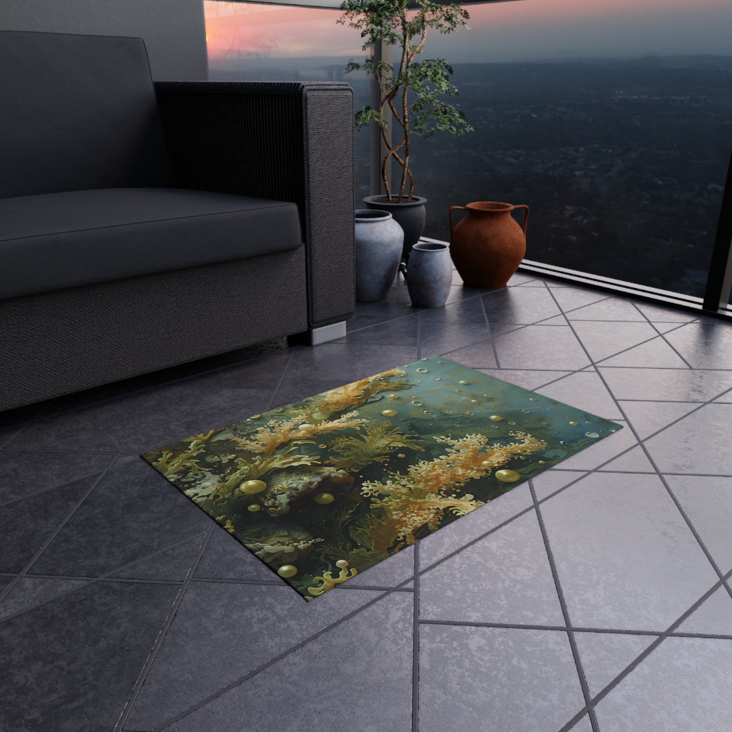 Elegant Sea Moss Rug- Coastal Outdoor Rug