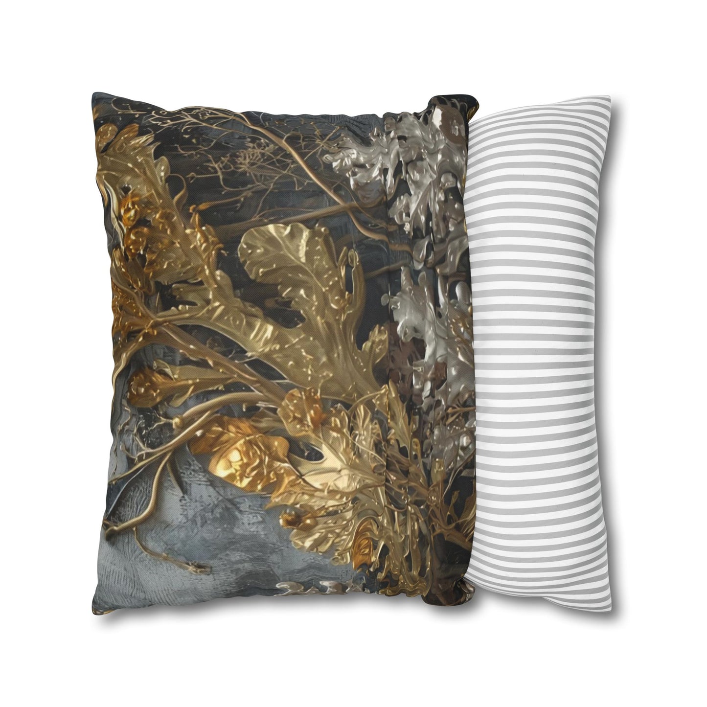 Elegant Gold and Silver Sea Moss Decorative Pillowcase