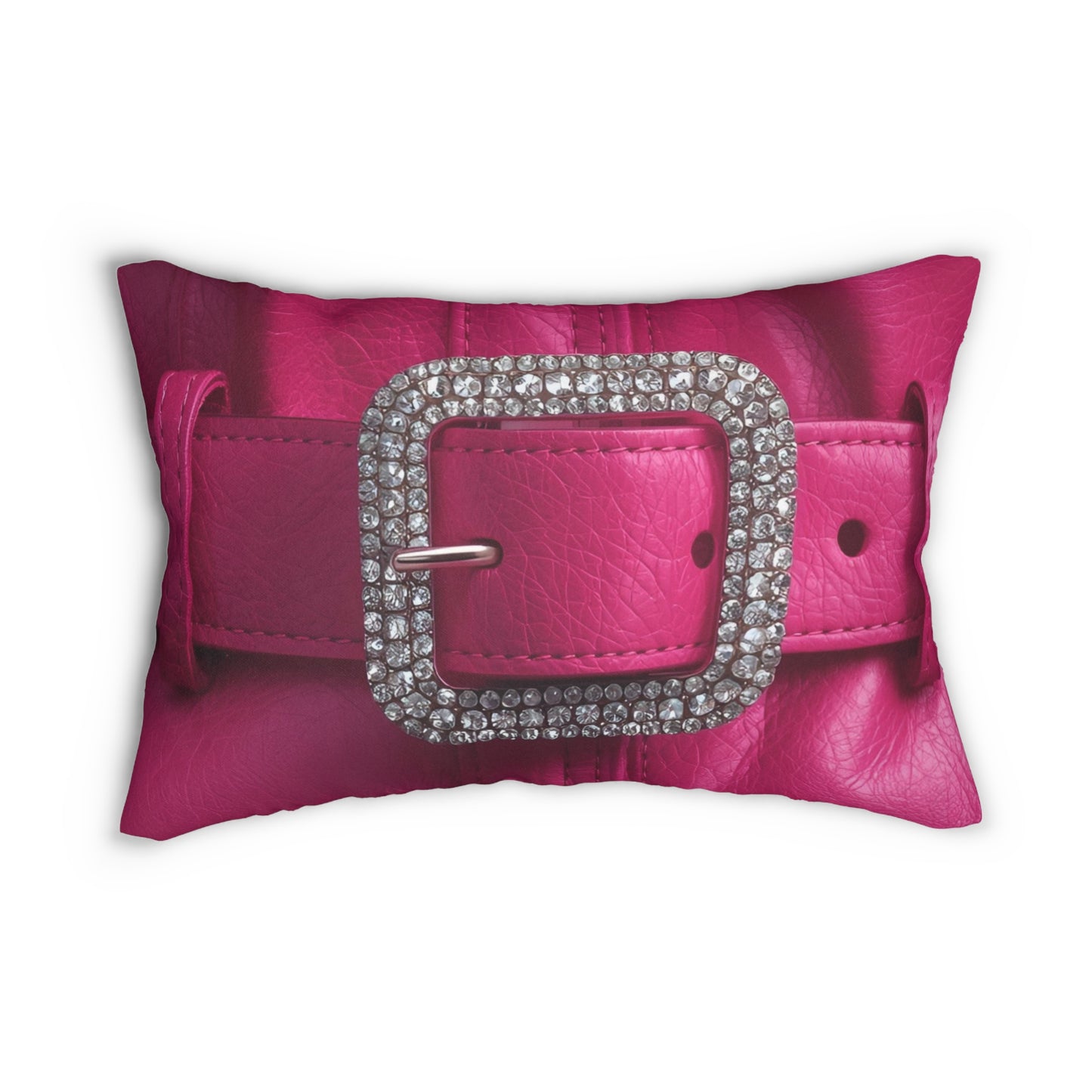 Glamorous Pink Belt Lumbar Pillow, Cubicle Decor, Couch Accessory, Gift for Fashion Lovers, Book Nook Pillow