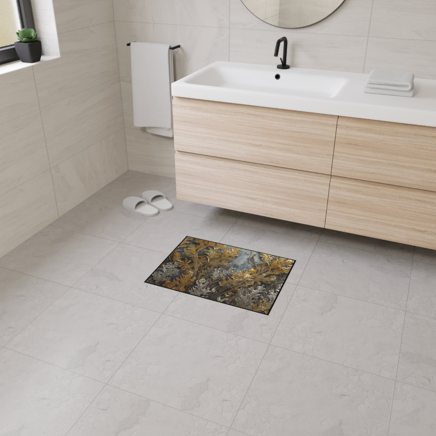Elegant Sea Moss Rug Floral Heavy Duty Floor Mat