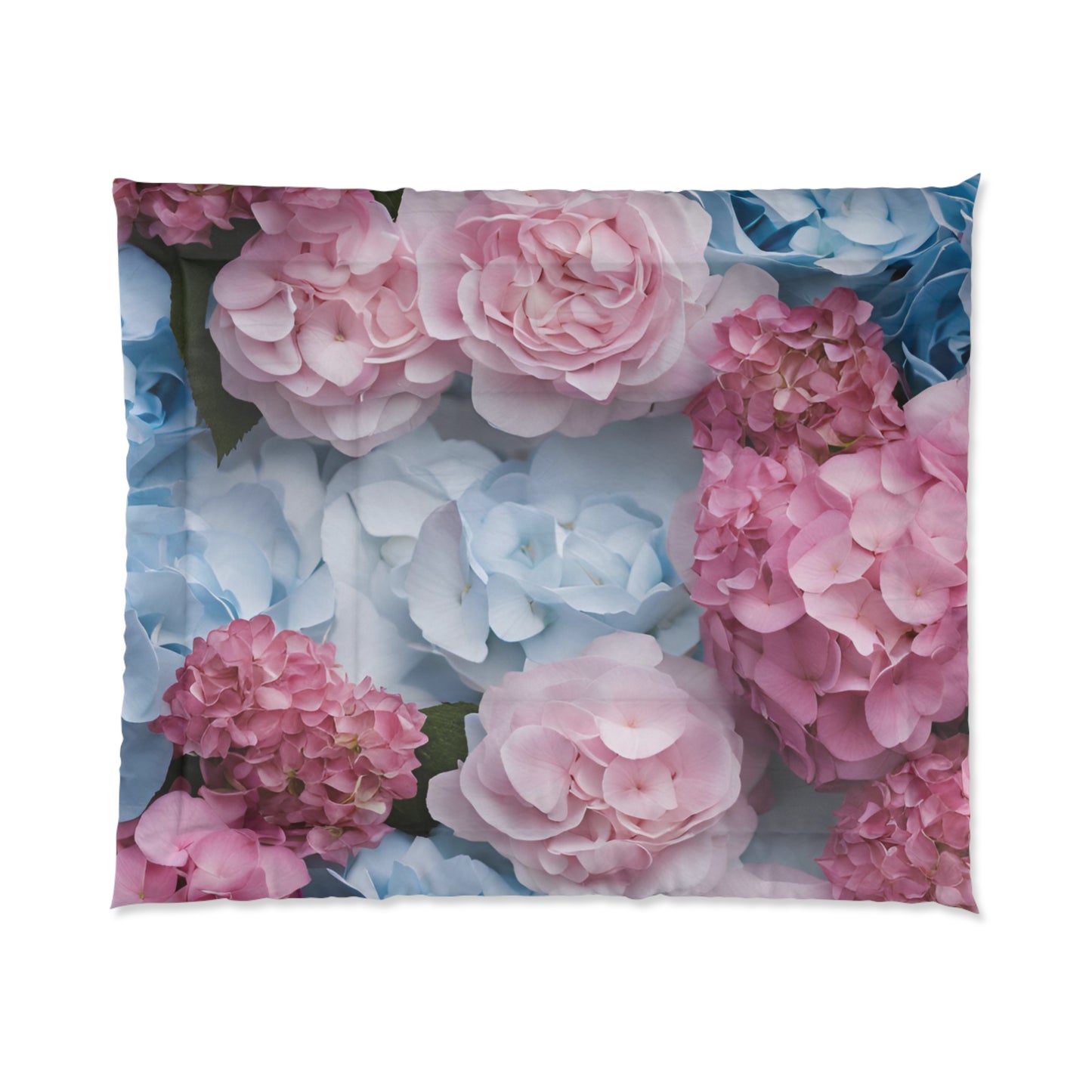 Pink and Blue Floral Comforter Set
