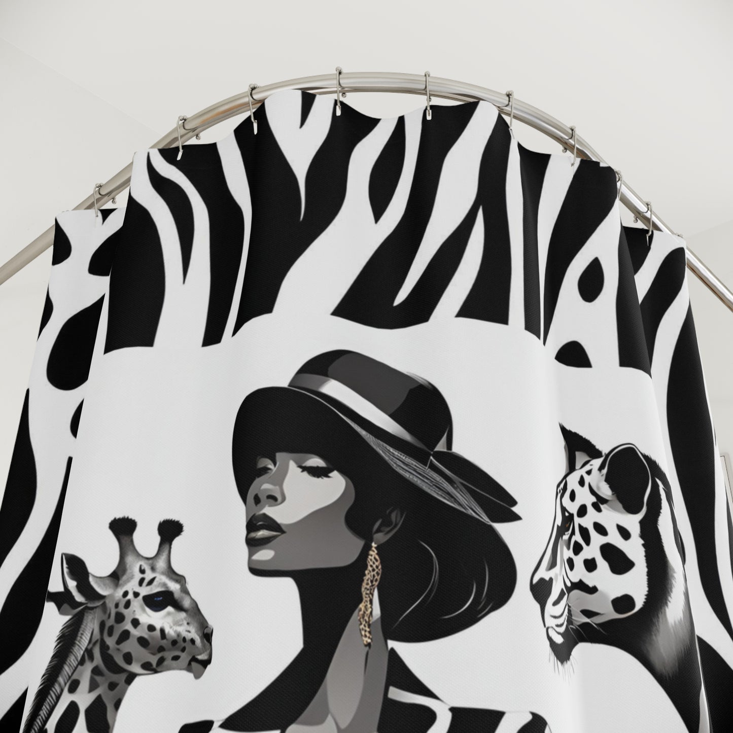 Black and White zebra Girly Shower Curtain