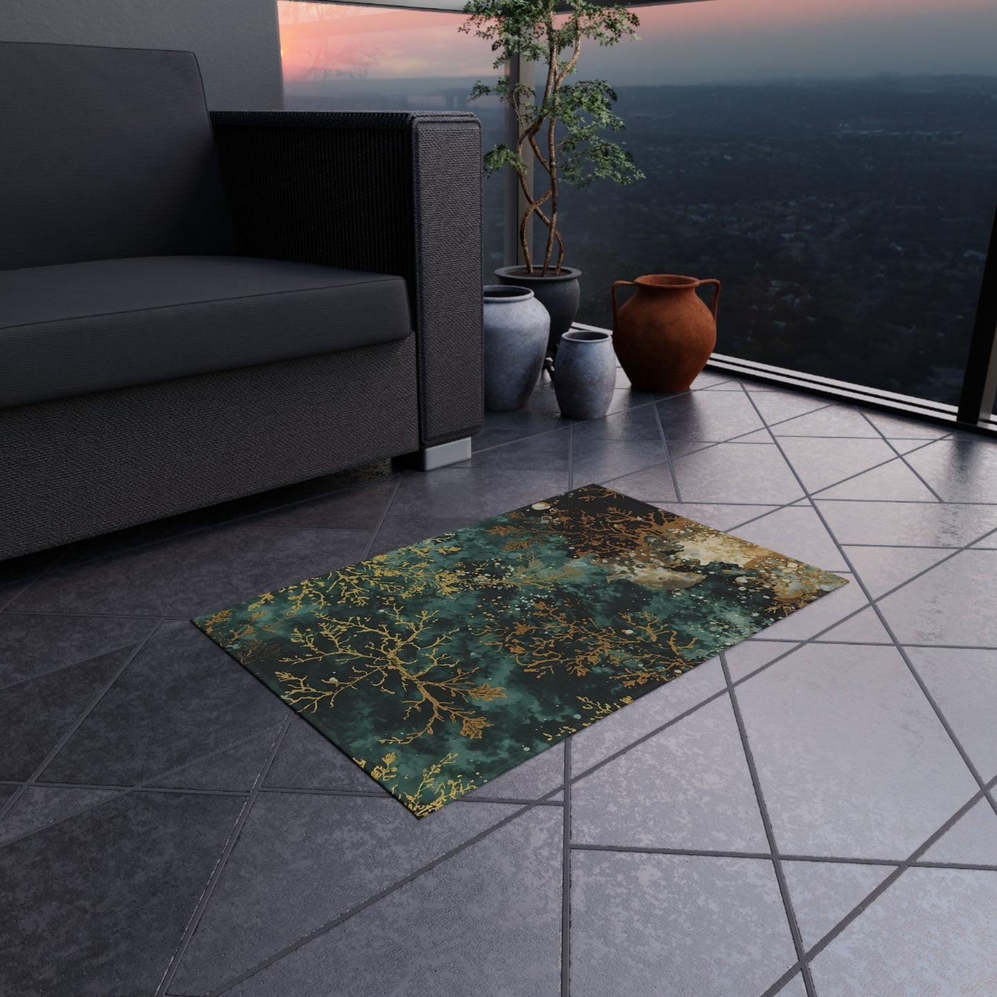 Elegant Sea Moss Bohemian Indoor/Outdoor Rug