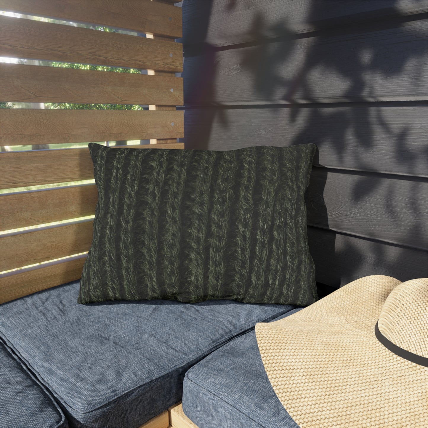 Forest Green Knit Cottage Textured Outdoor Pillow