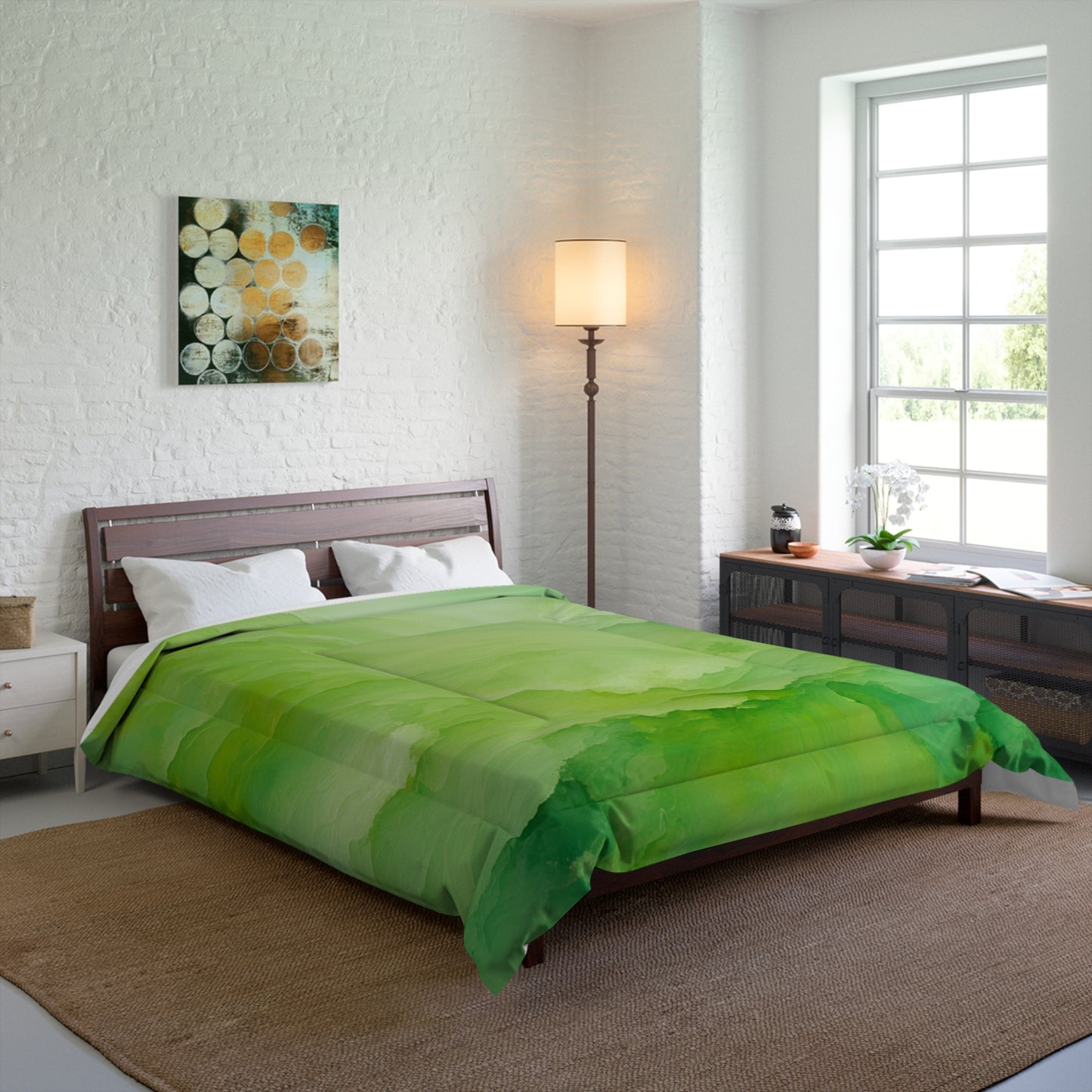 Tranquil Green Abstract Comforter
