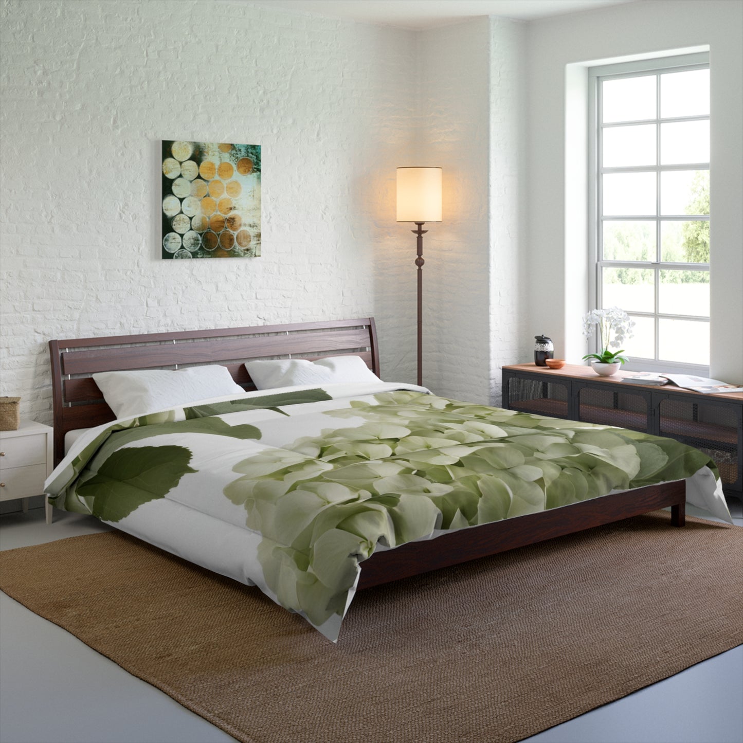 White Hydrangea Botanical Comforter