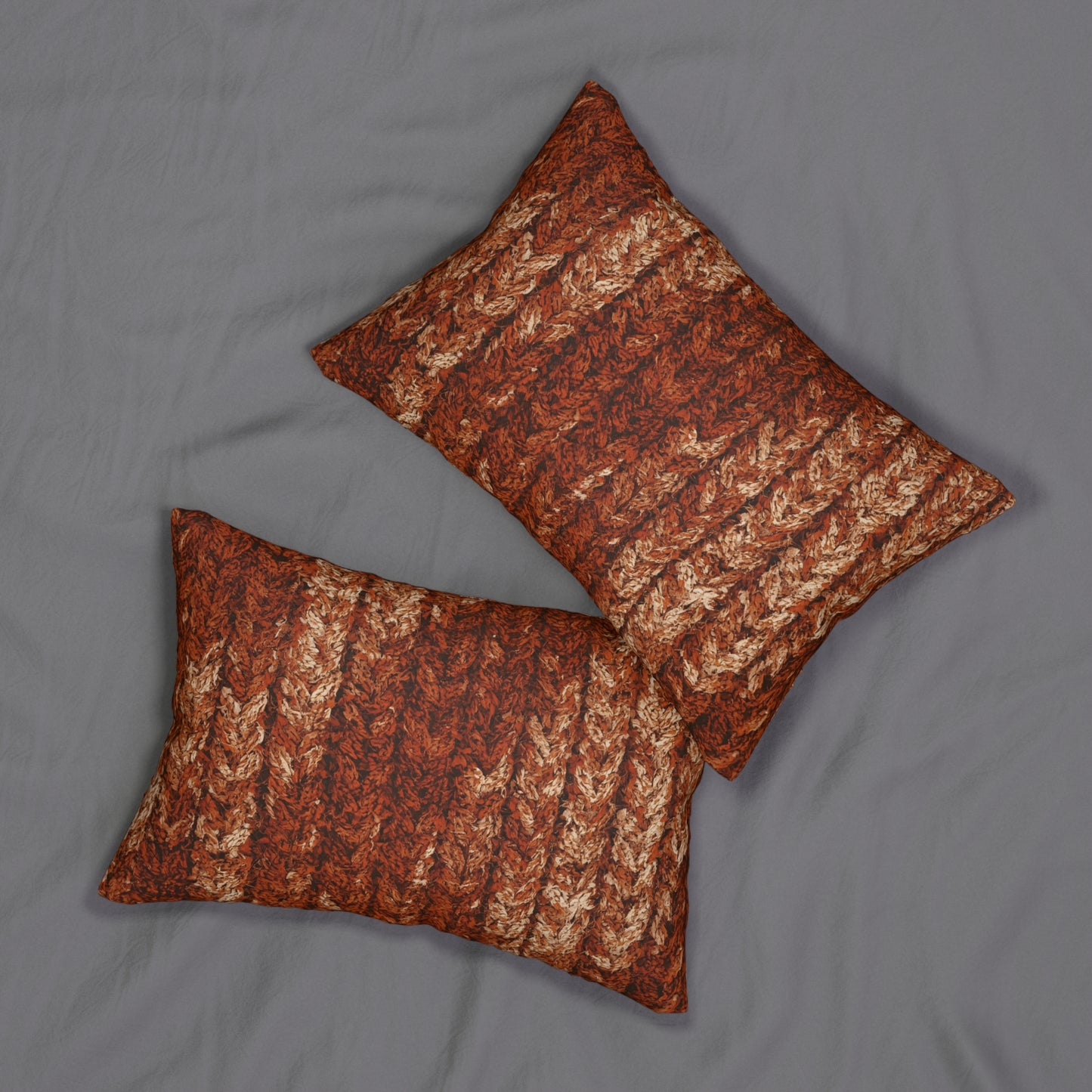 Autumn Knit Pattern Lumbar Pillow