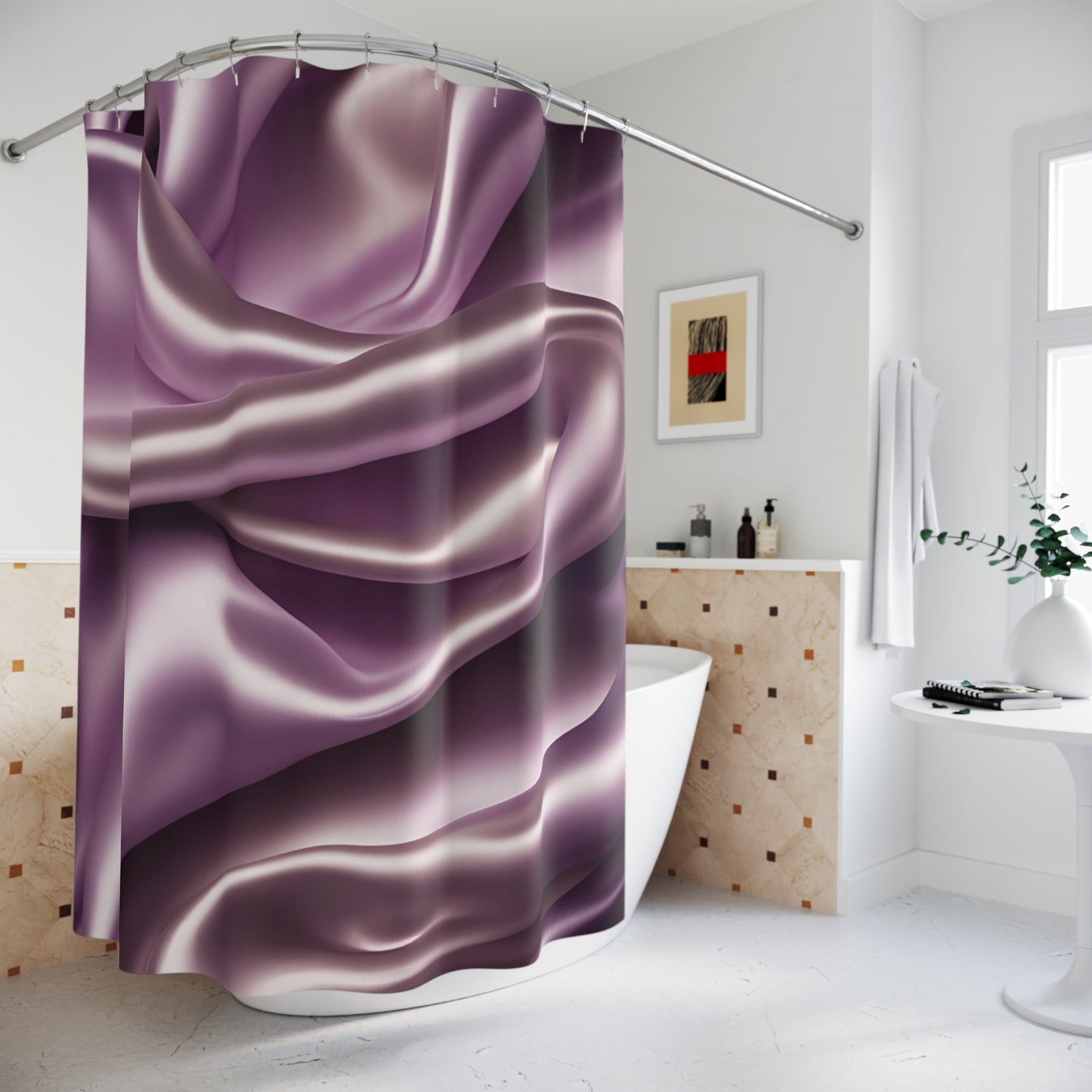 Elegant Satin Purple Shower Curtain