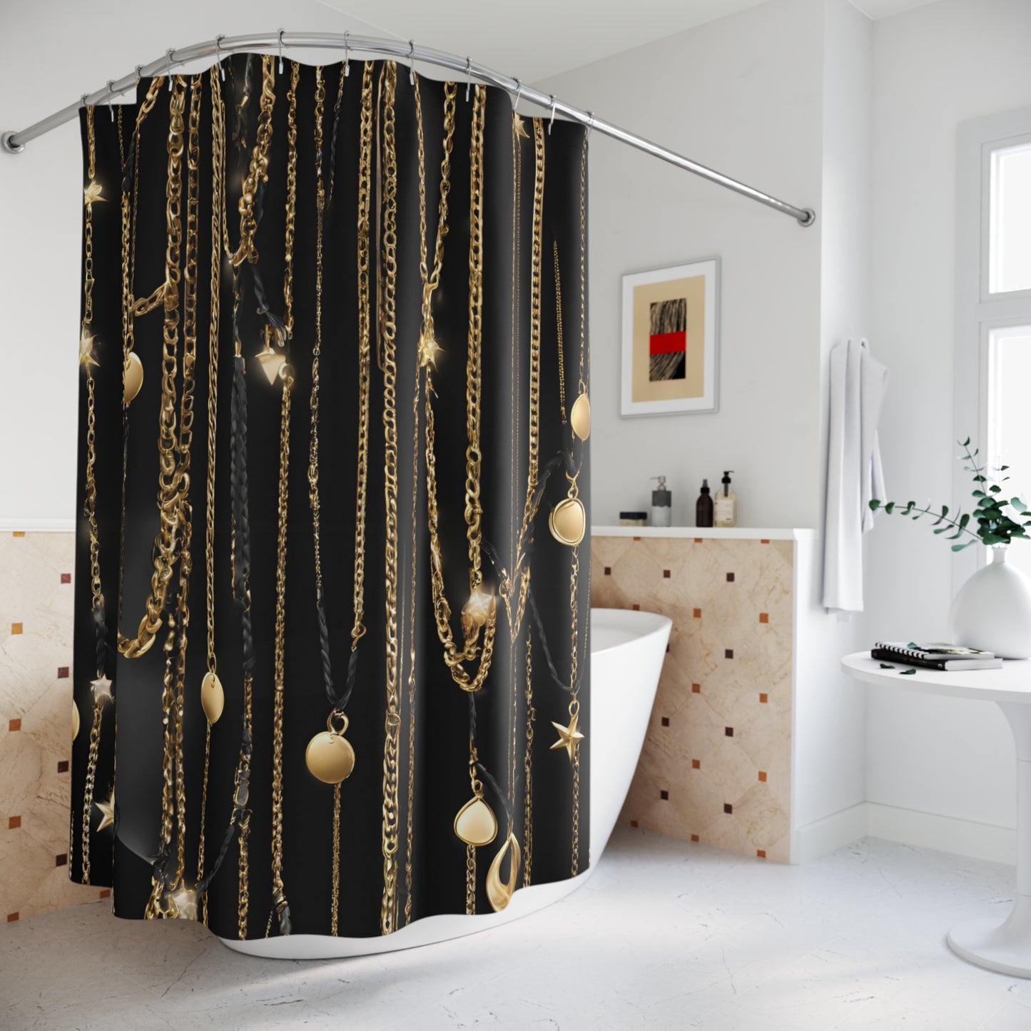 Glamorous Gold Chains Shower Curtain