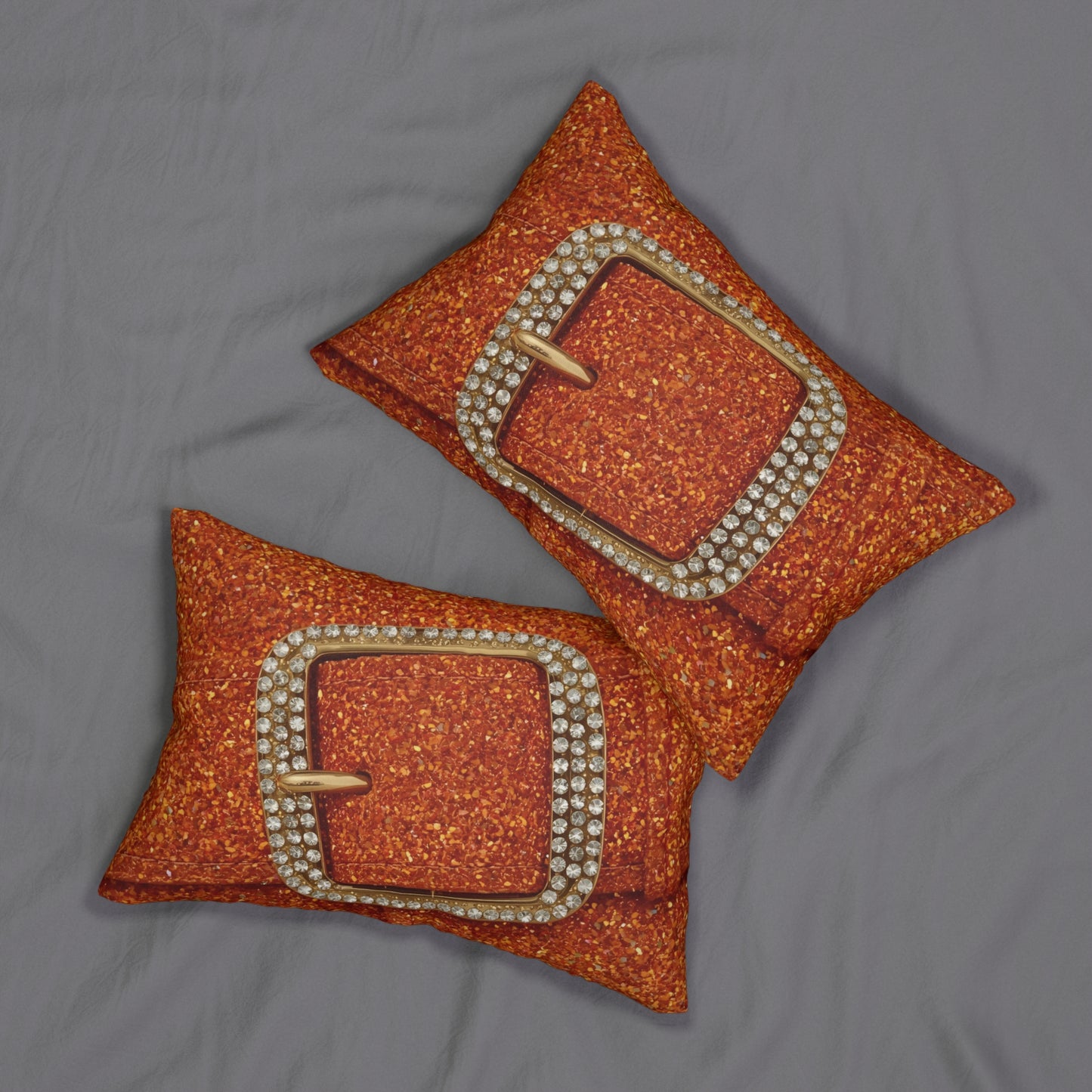 Glamorous Orange Glitter Sparkle Lumbar Pillow