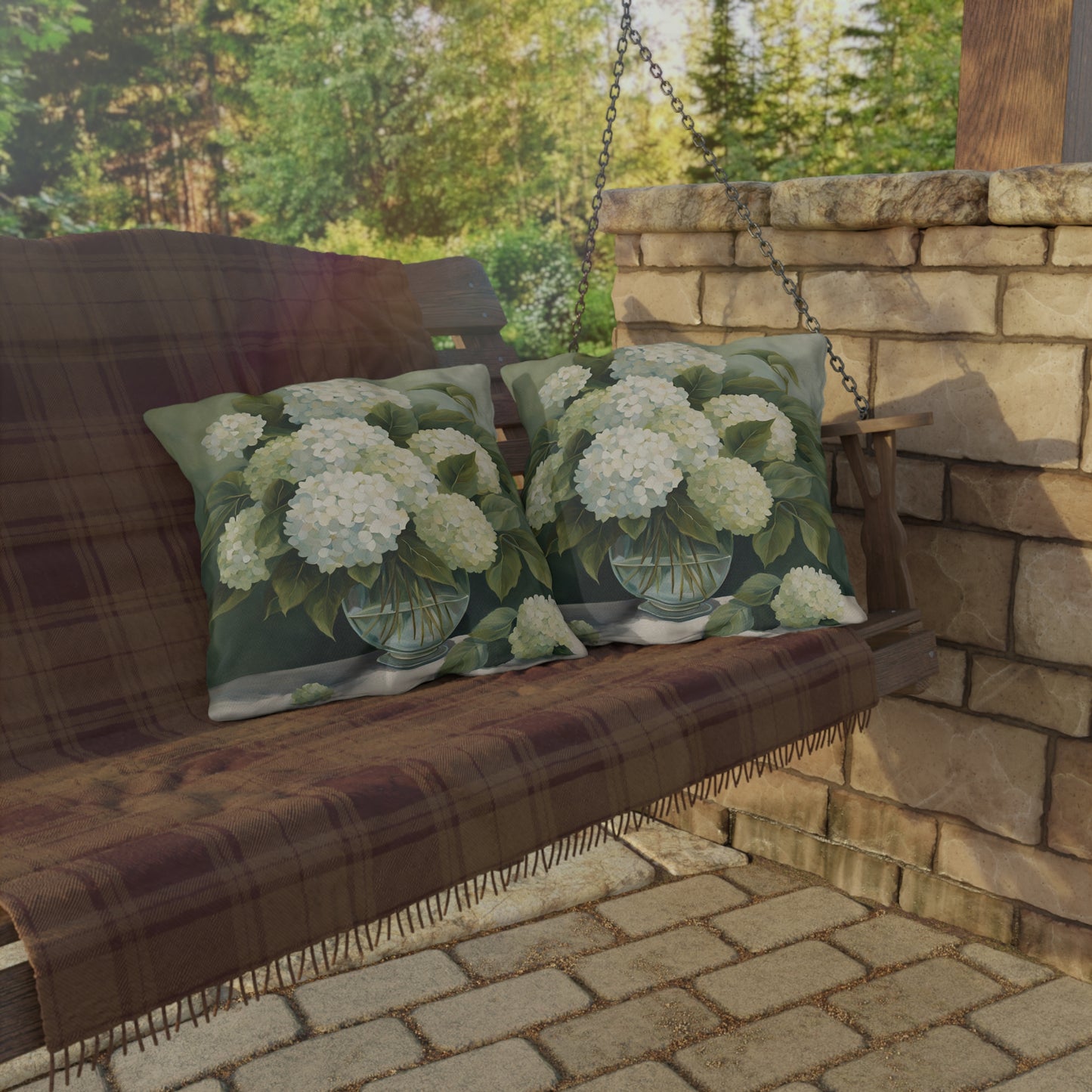 Elegant Floral Square Pillow Outdoor Pillows