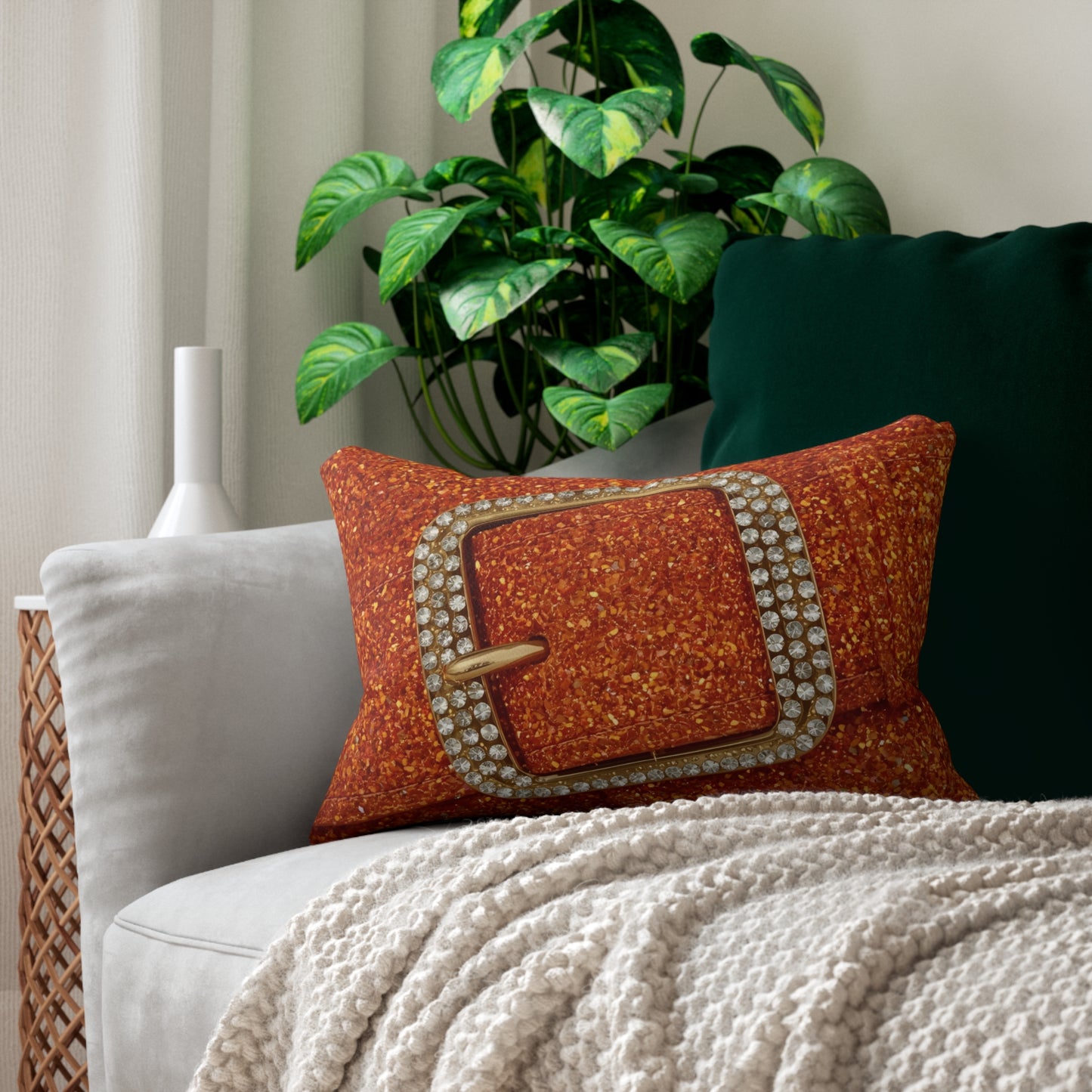 Glamorous Orange Glitter Sparkle Lumbar Pillow