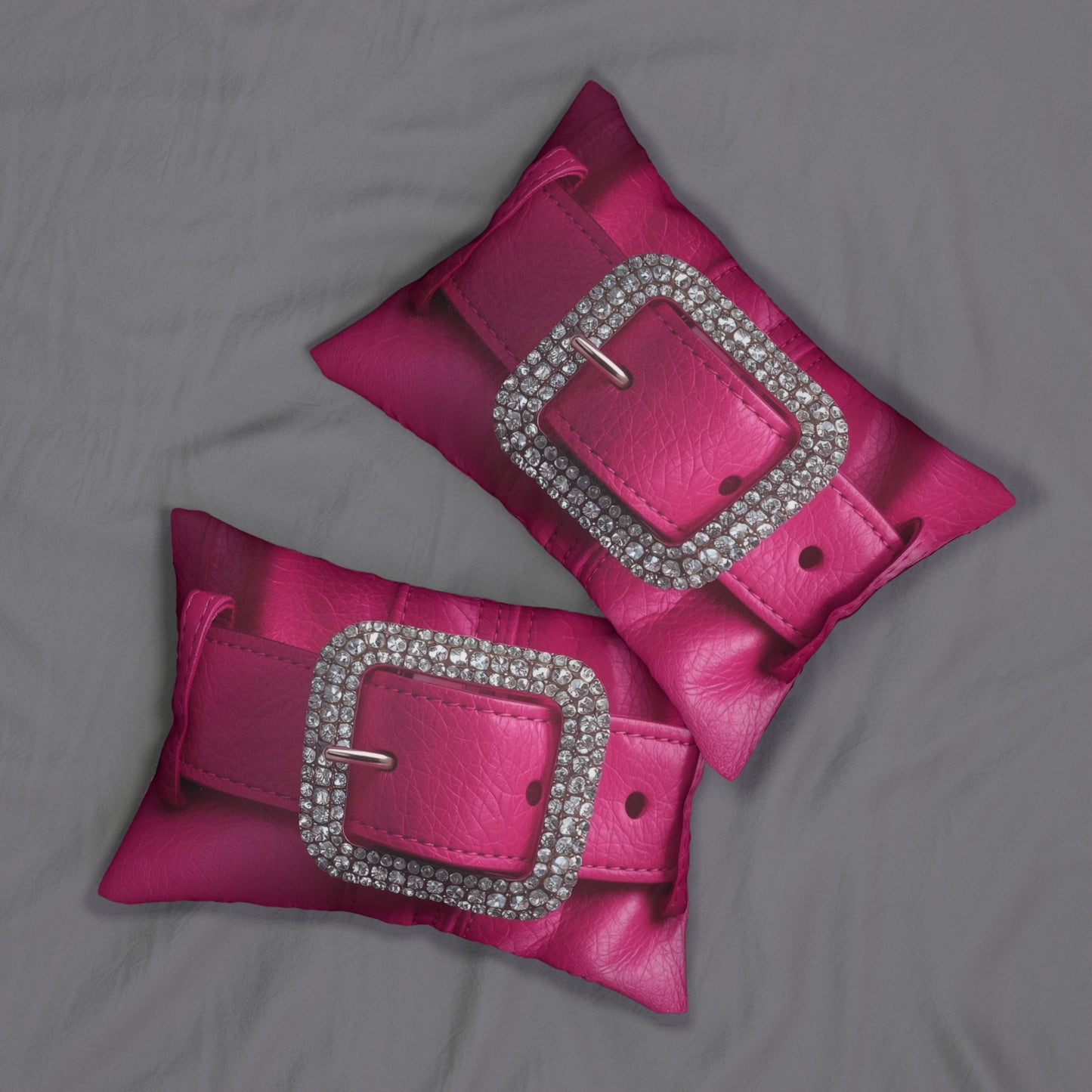 Glamorous Pink Belt Lumbar Pillow, Cubicle Decor, Couch Accessory, Gift for Fashion Lovers, Book Nook Pillow