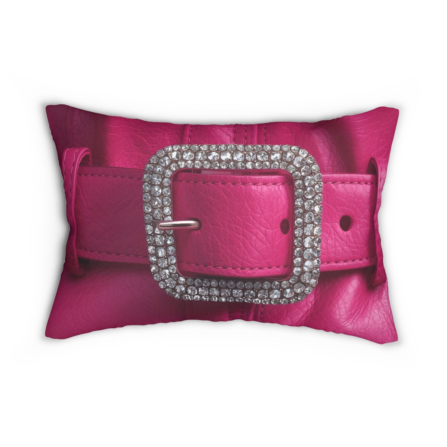 Glamorous Pink Belt Lumbar Pillow, Cubicle Decor, Couch Accessory, Gift for Fashion Lovers, Book Nook Pillow