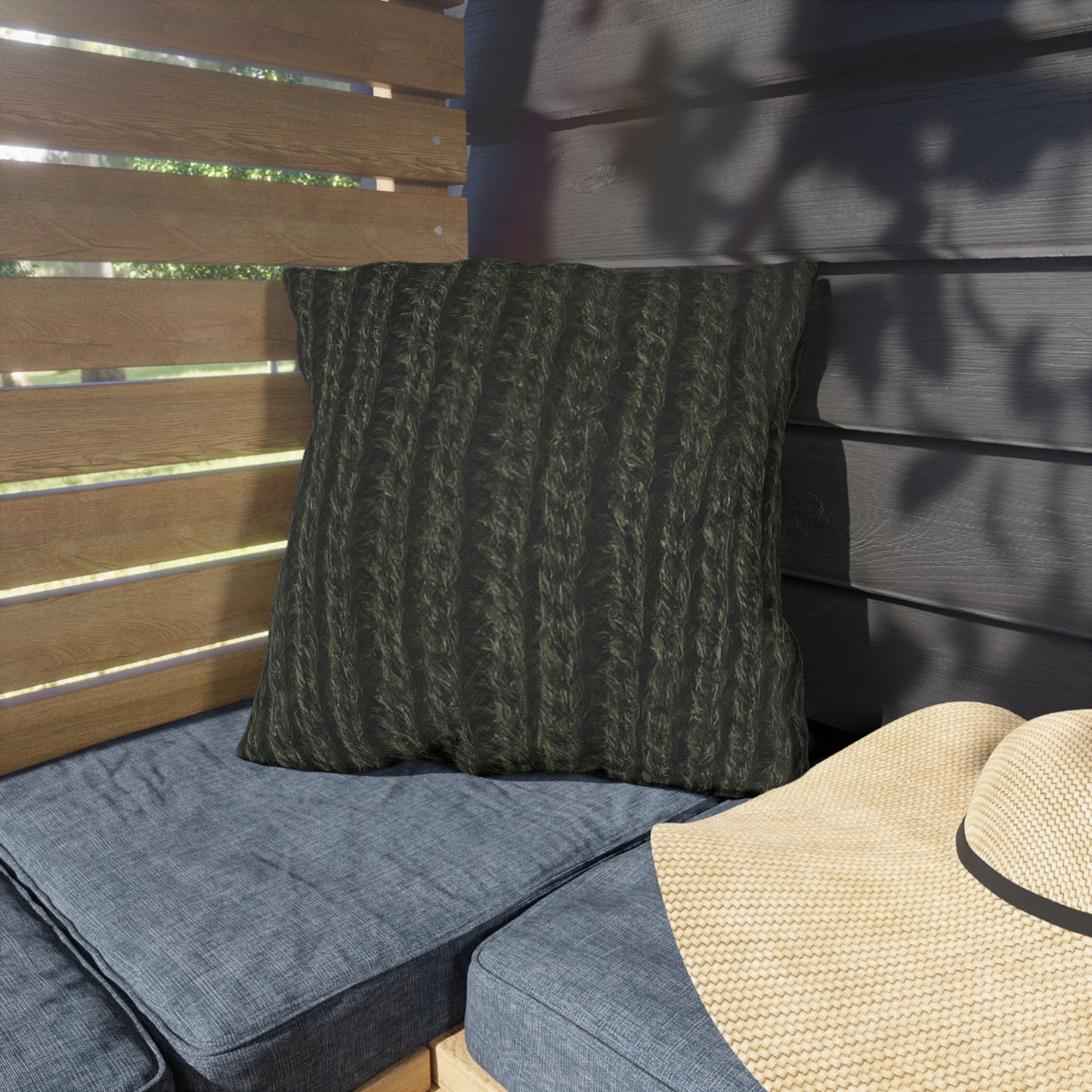Forest Green Knit Cottage Textured Outdoor Pillow