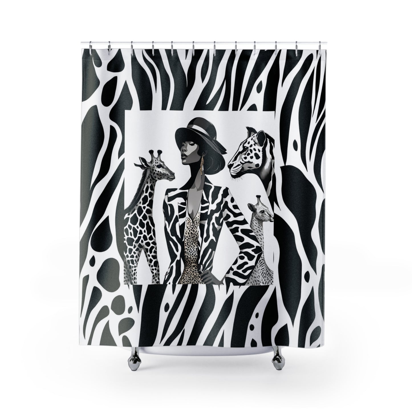 Black and White zebra Girly Shower Curtain