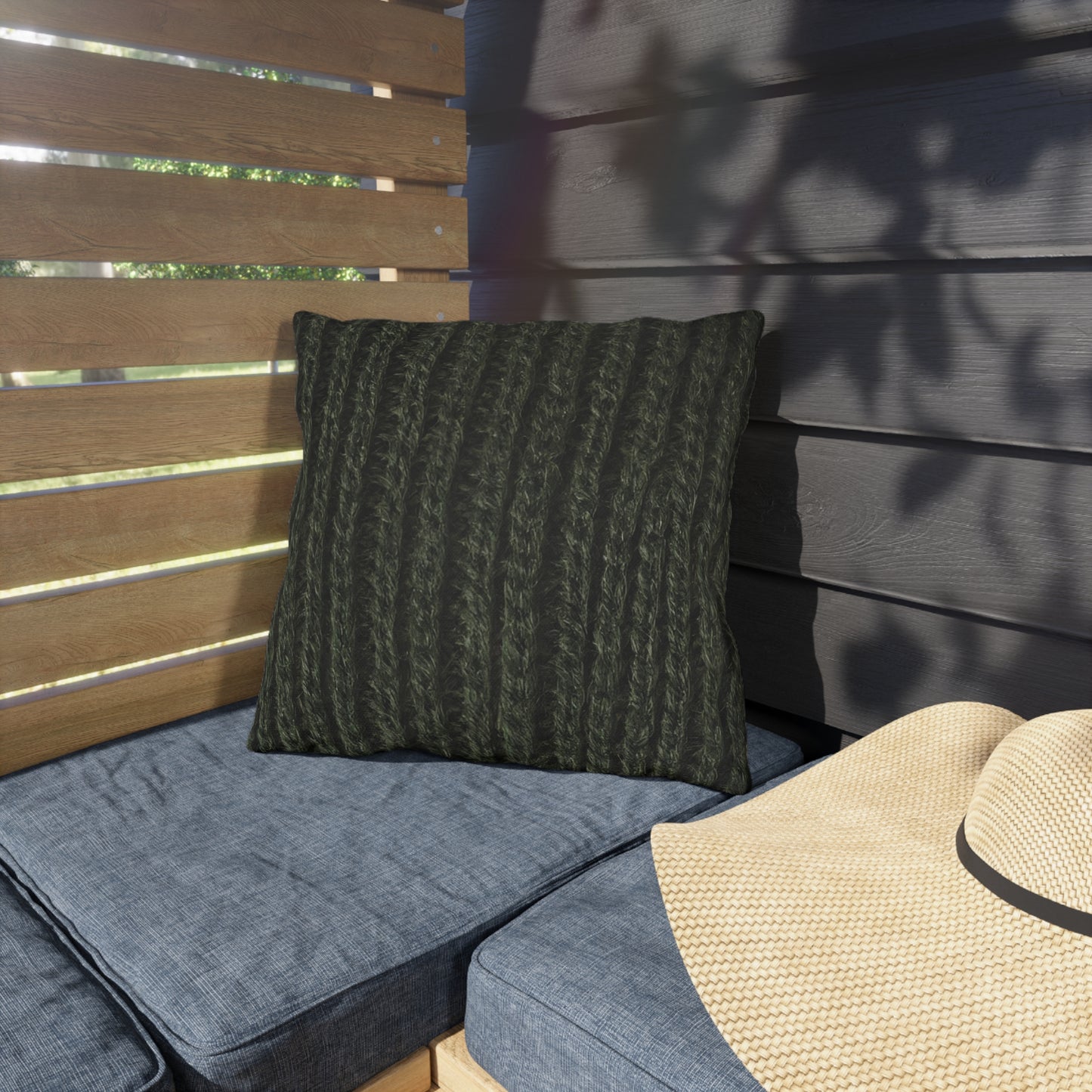 Forest Green Knit Cottage Textured Outdoor Pillow