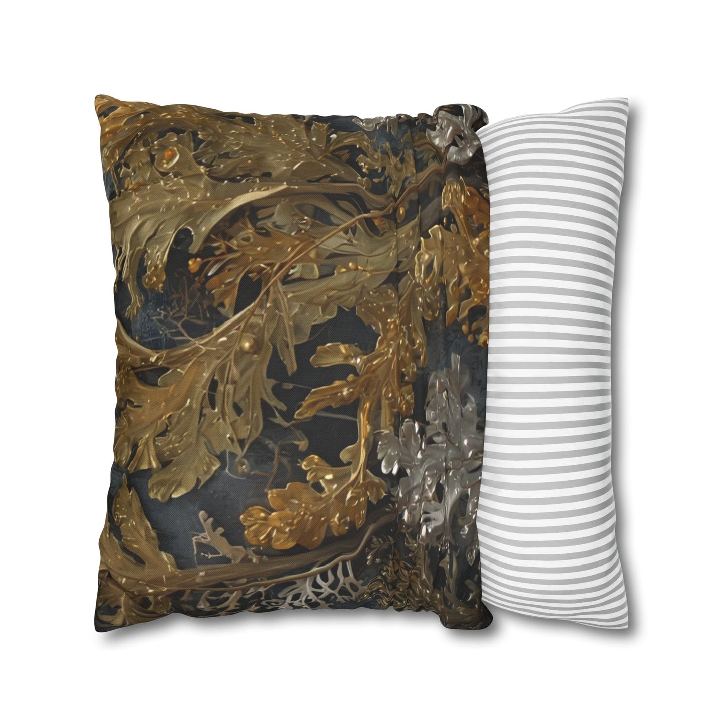 Elegant Gold and Silver Sea Moss Decorative Pillowcase