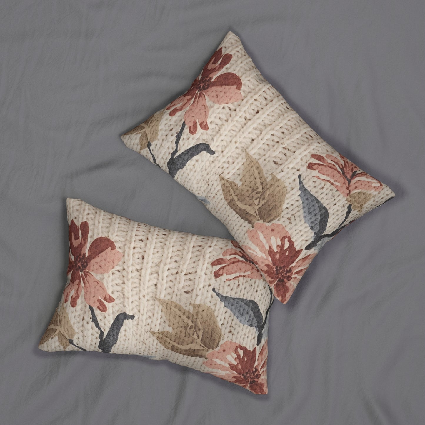 Cottage Rose Knit Lumbar Pillow