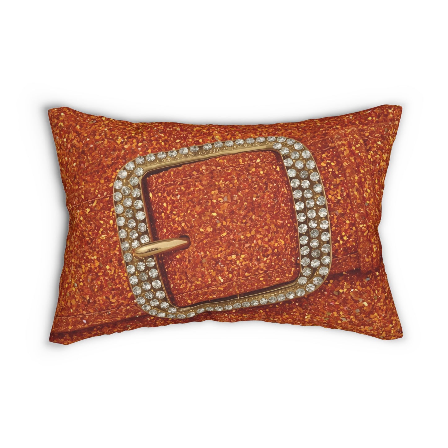 Glamorous Orange Glitter Sparkle Lumbar Pillow