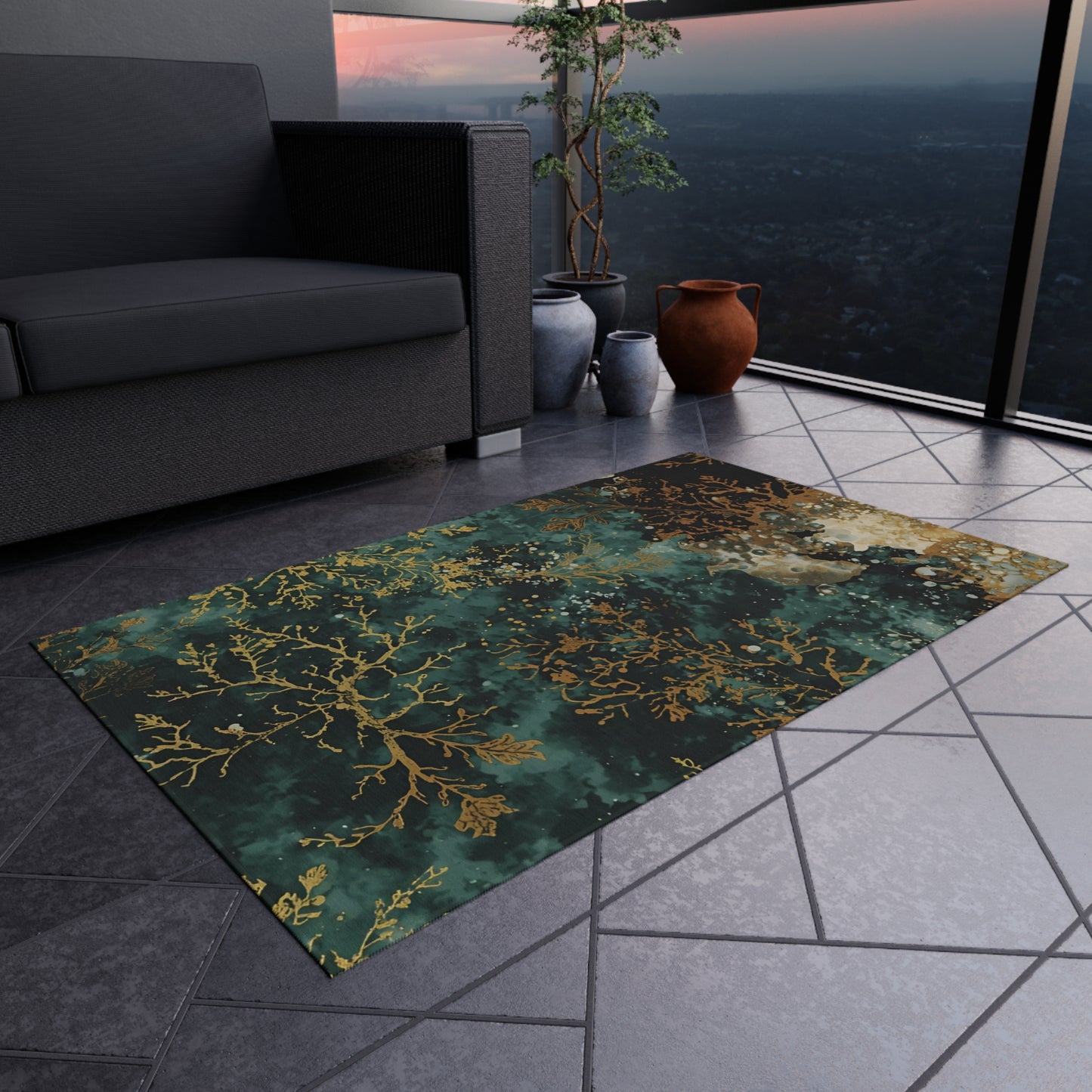 Elegant Sea Moss Bohemian Indoor/Outdoor Rug