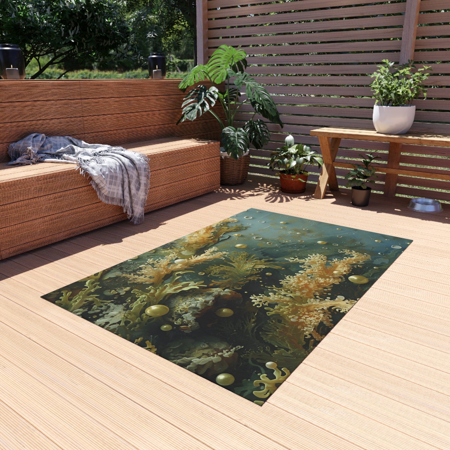 Elegant Sea Moss Rug- Coastal Outdoor Rug