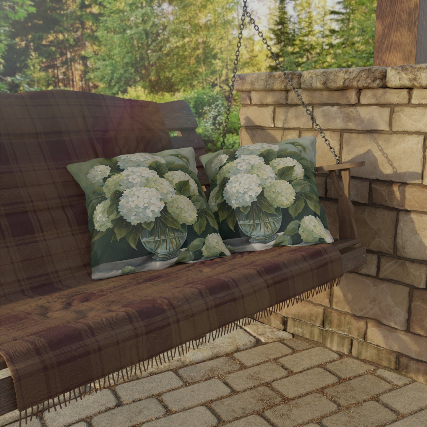 Elegant Floral Square Pillow Outdoor Pillows